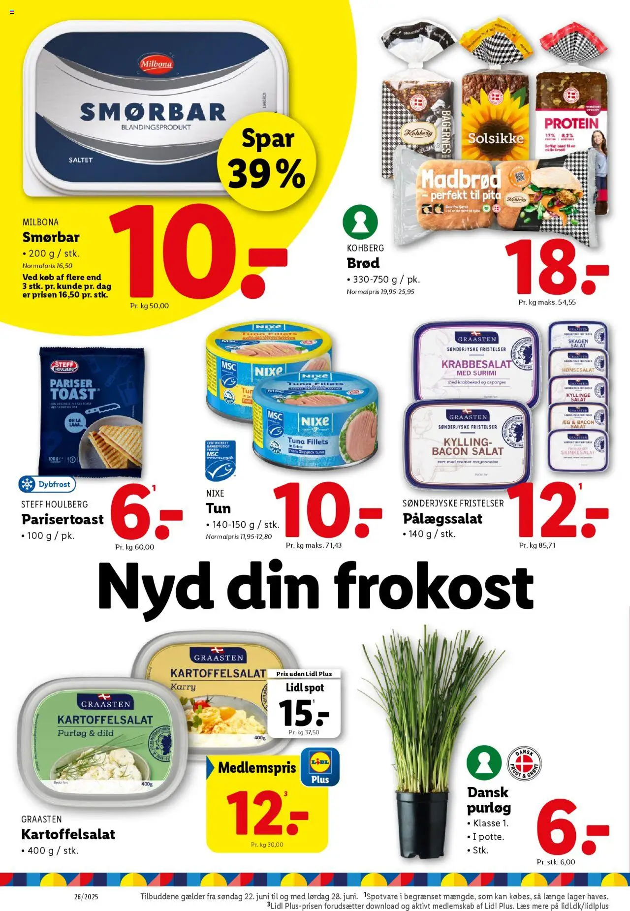 Lidl Tilbudsavis gyldig fra 26.06.2025 | Side: 21 | Produkter: Purløg, Ost, Kartoffelsalat, Skinkesalat
