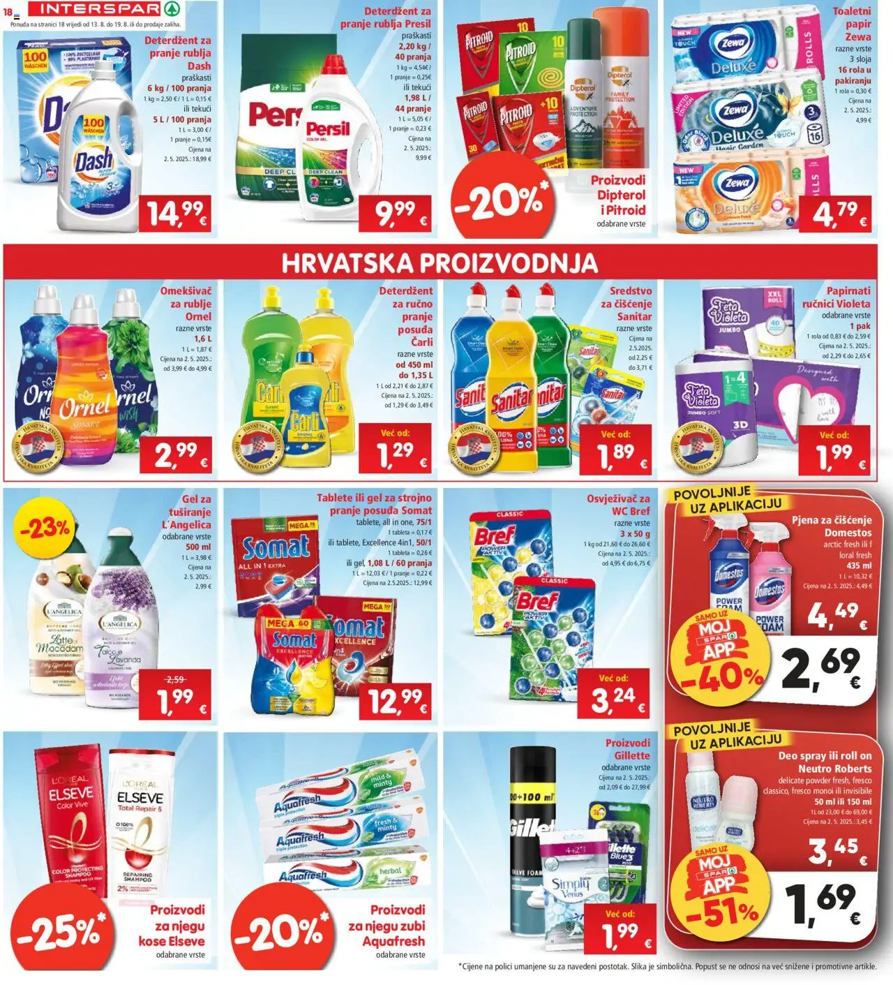 Interspar katalog | vrijedi od 13.08.2025 | Stranica: 18 | Proizvodi: Roll on, Zewa, Somat, Tableta