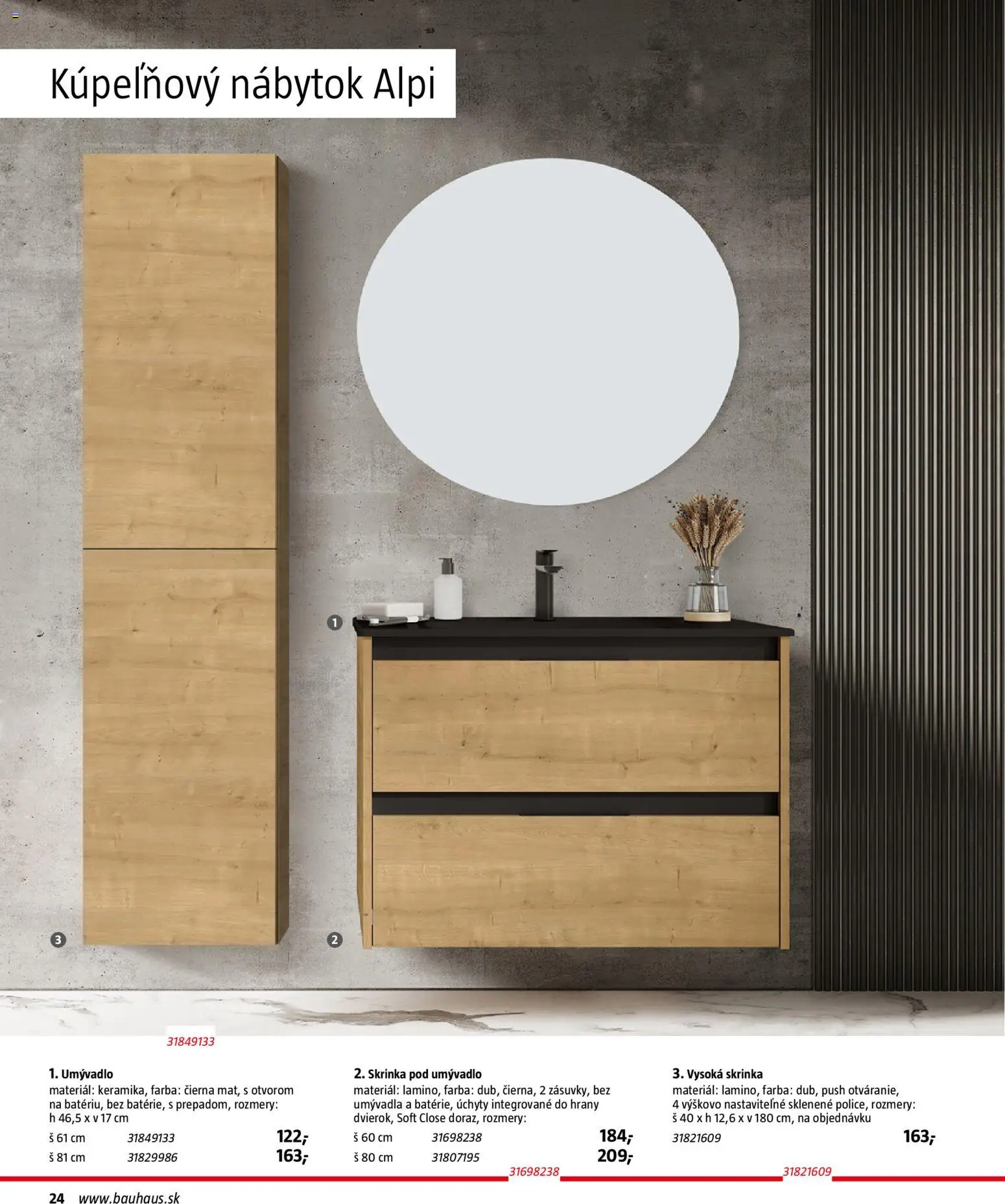 Nové Bauhaus akcie – leták je platný od 15.12.2025 | Strana: 24 | Produkty: Nábytok, Kupeľňový nábytok, Skrinka pod umývadlo, Skrinka