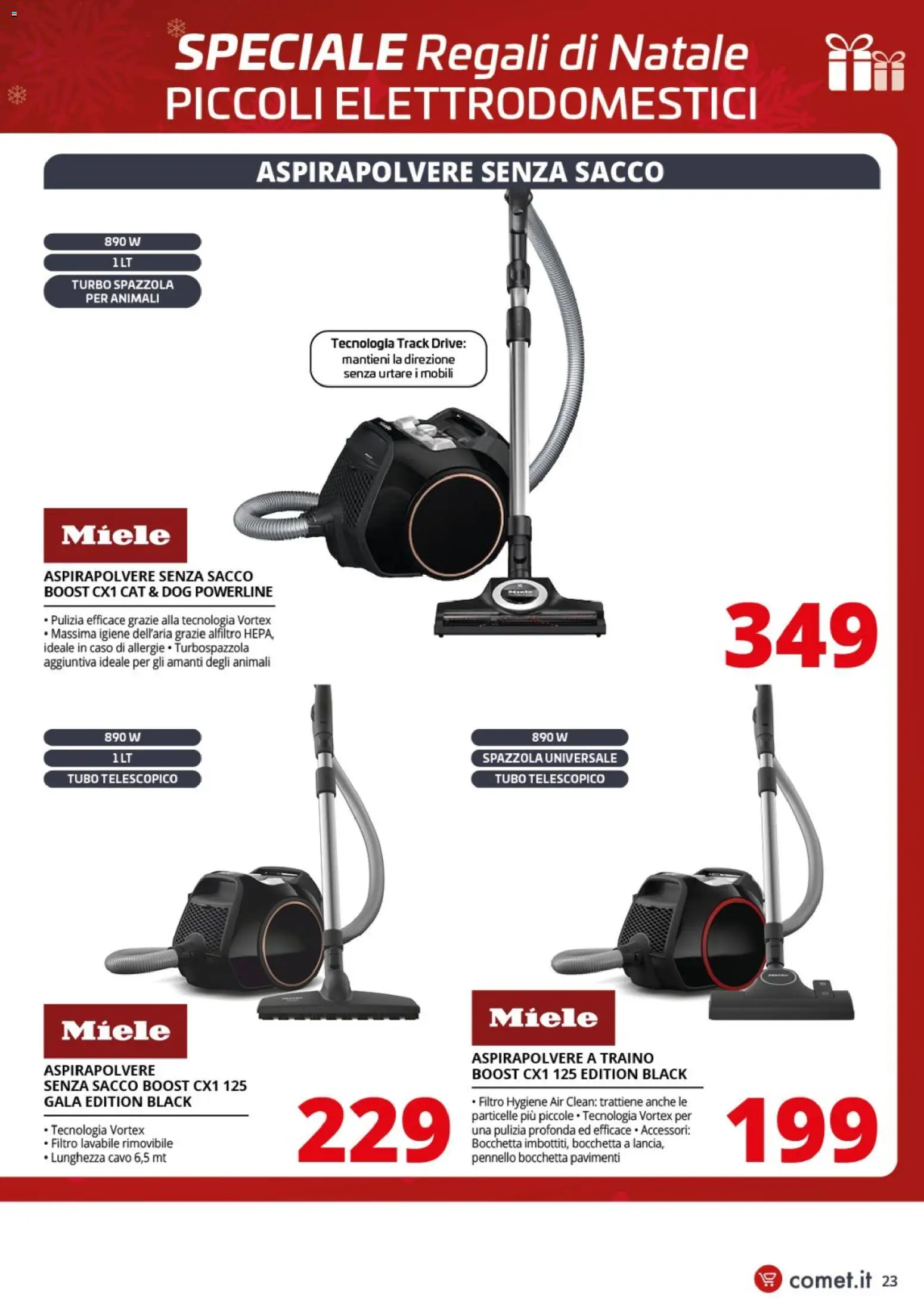 Volantino Comet del 01.12.2025 | Pagina: 23 | Prodotti: Spazzola, Cavo, Aspirapolvere, Miele