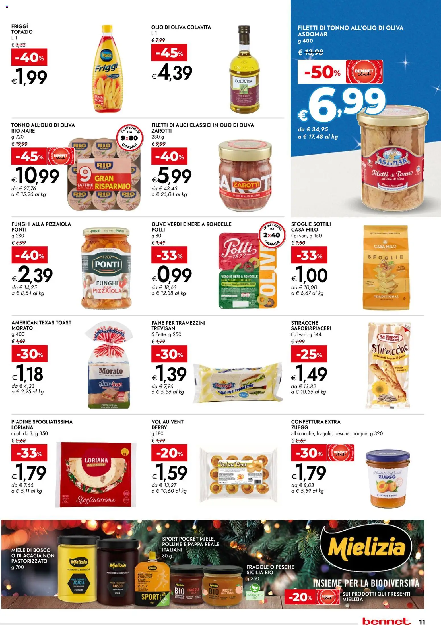 Volantino bennet del 27.12.2025 | Pagina: 11 | Prodotti: Funghi, Piadina, Tonno, Alici