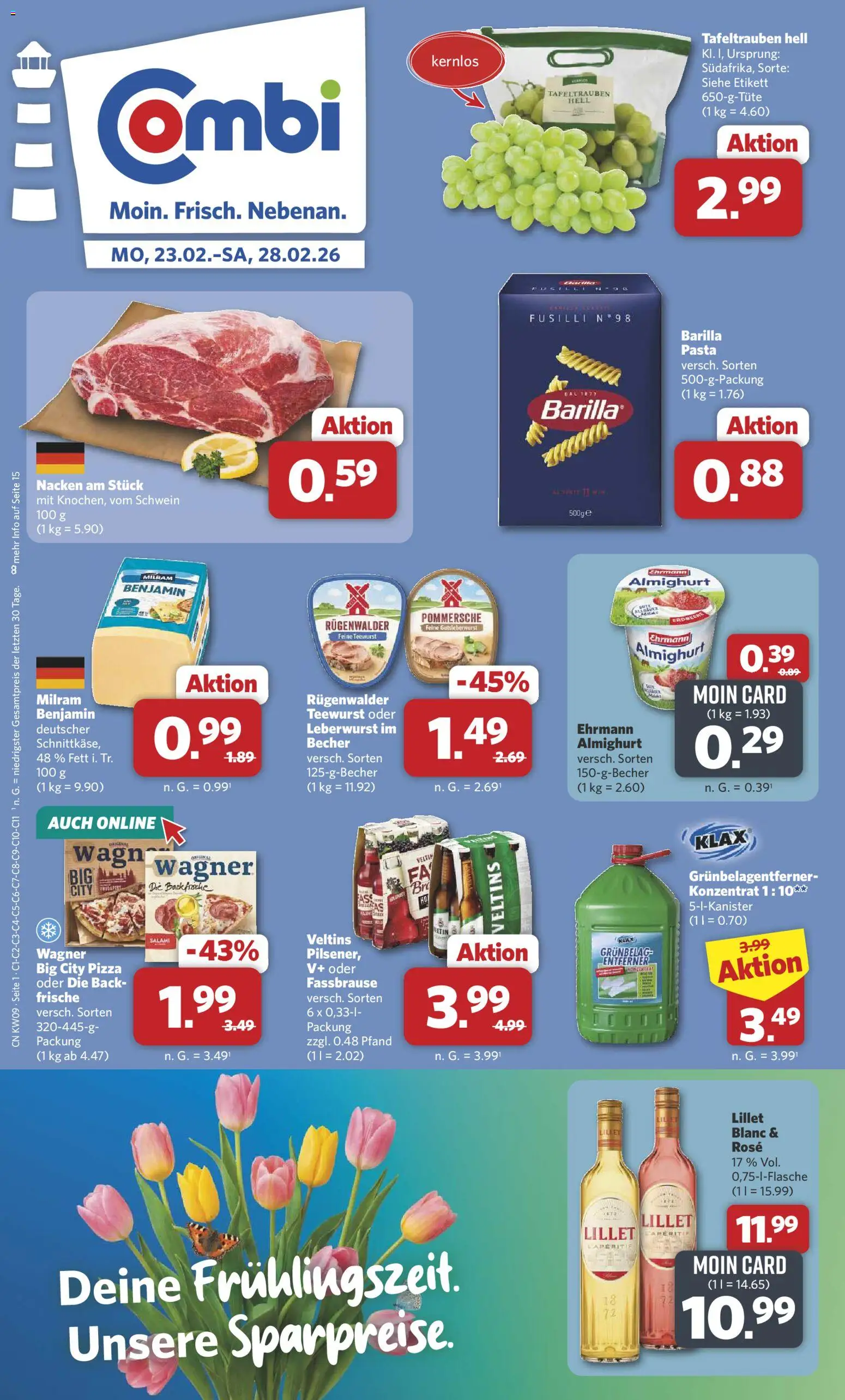 Combi Prospekt 	 – gültig ab 22.02.2026 | Seite: 1 | Produkte: Barilla, Milram, Salami, Veltins