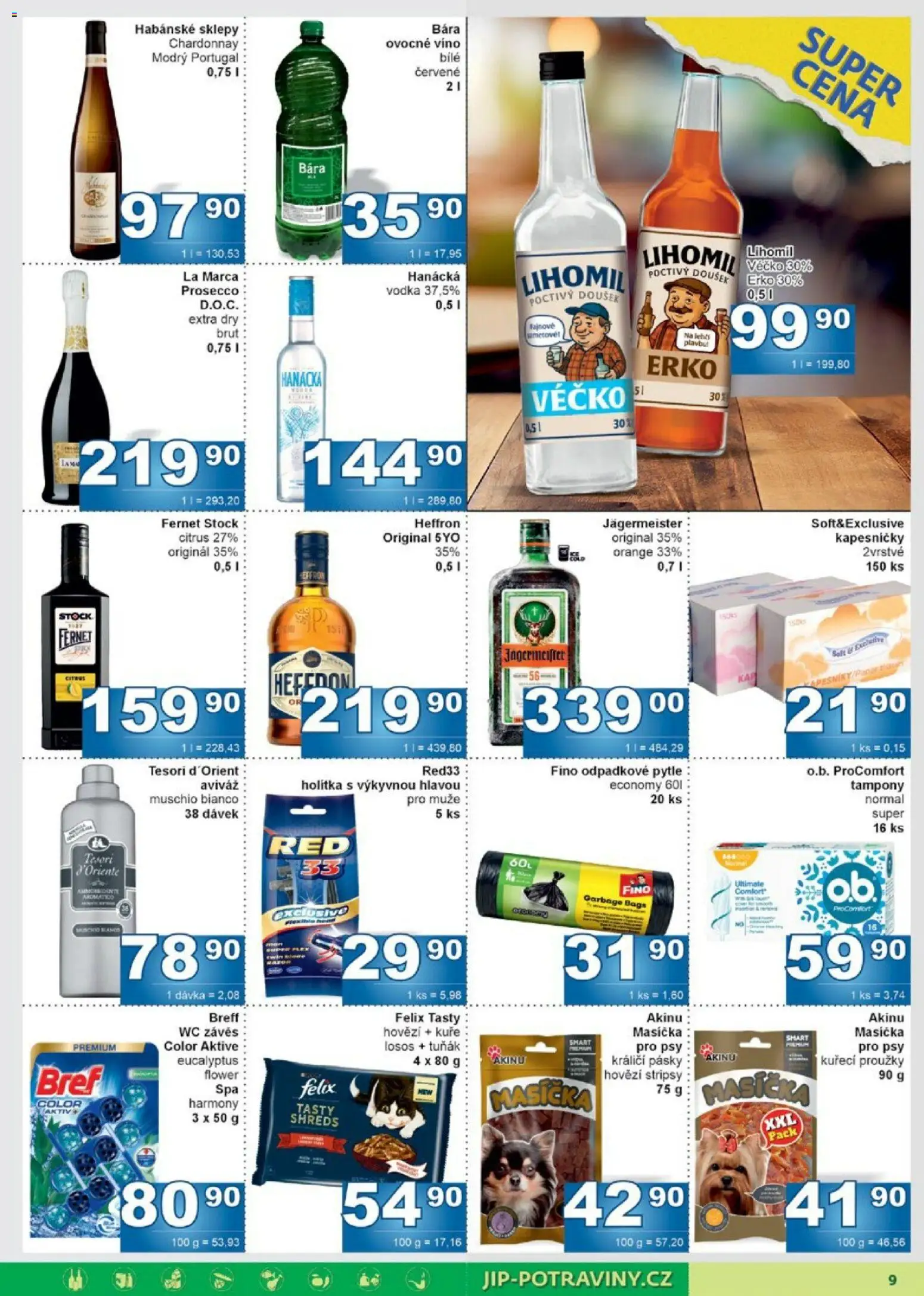 Jip leták od 08.04.2026 | Strana: 9 | Produkty: Vodka, Habánské sklepy, Kuře, Wc