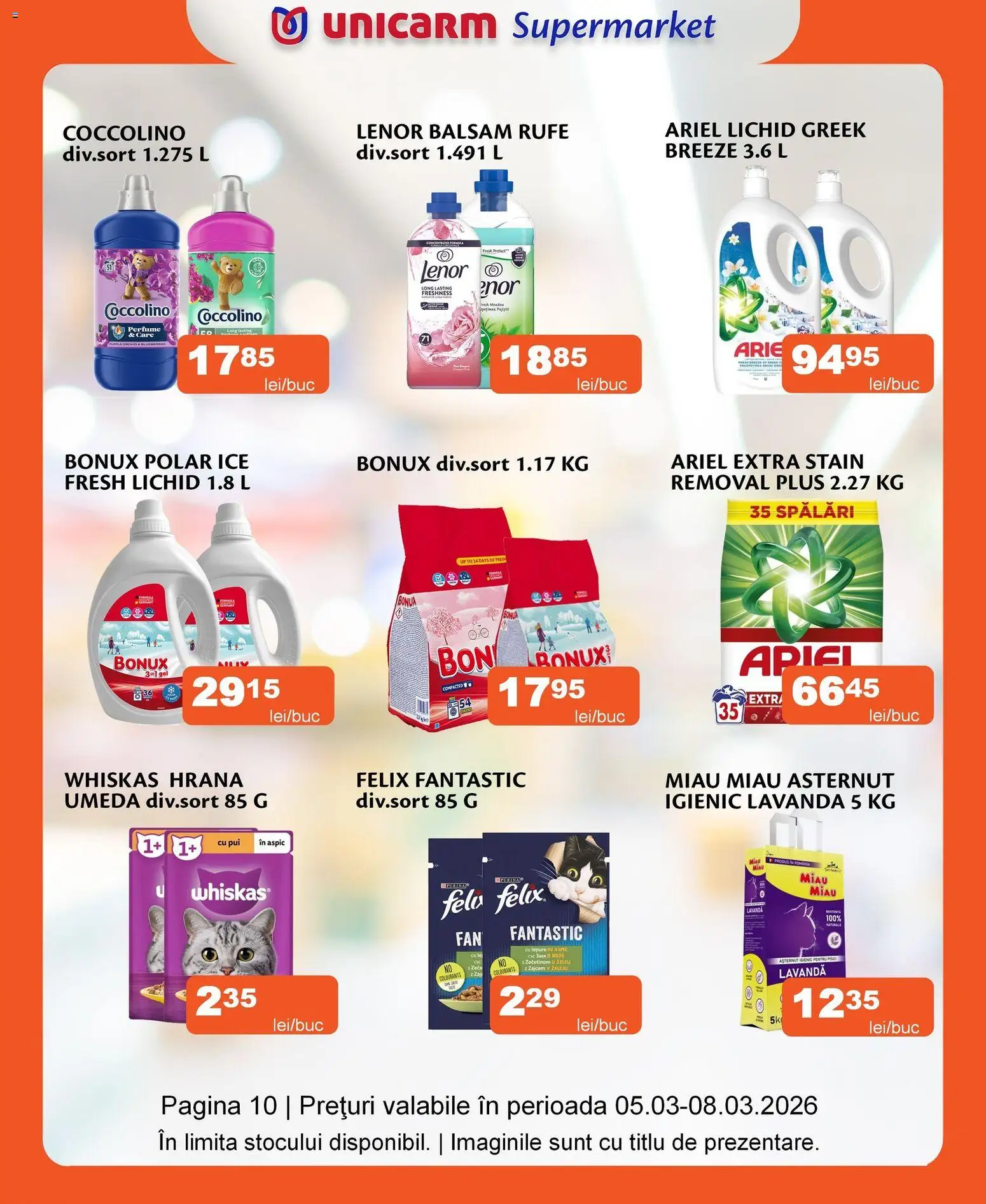 Noul catalog Unicarm – valabil de la 05.03.2026 | Pagină: 12 | Produse: Balsam, Oțet, Detergent, Çelik Mama ve Su Kabı