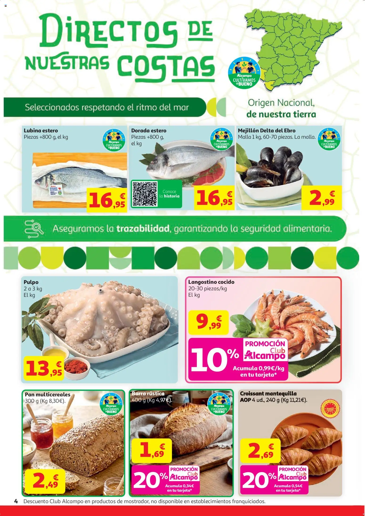 Alcampo HP Catalan │ válido desde el 21.04.2026 | Página: 4 | Productos: Pan, Croissant, Συσκευή ροής, Langostino