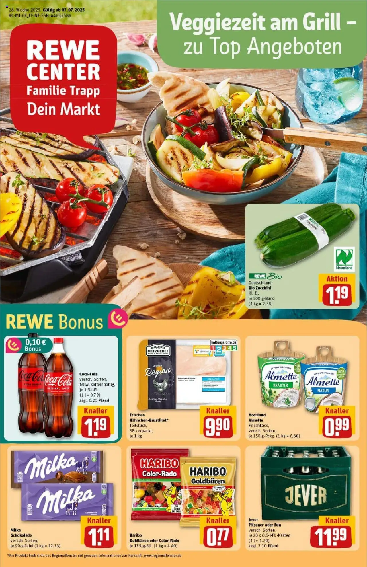 Rewe prospekt Hanau / Klein-Auheim	 - gültig ab dem 06.07.2025 | Seite: 1 | Produkte: Grill, Coca cola, Haribo, Jever