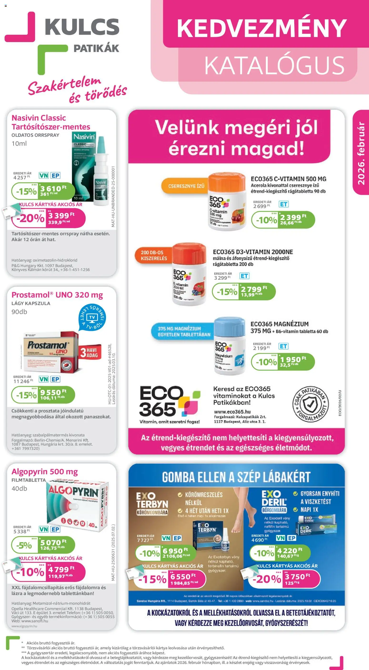 Kulcs Patika akciós ujság - amely érvényes a következő dátumtól: 01.02.2026 | Oldal: 1 | Termékek: Málna, Cseresznye, Gomba