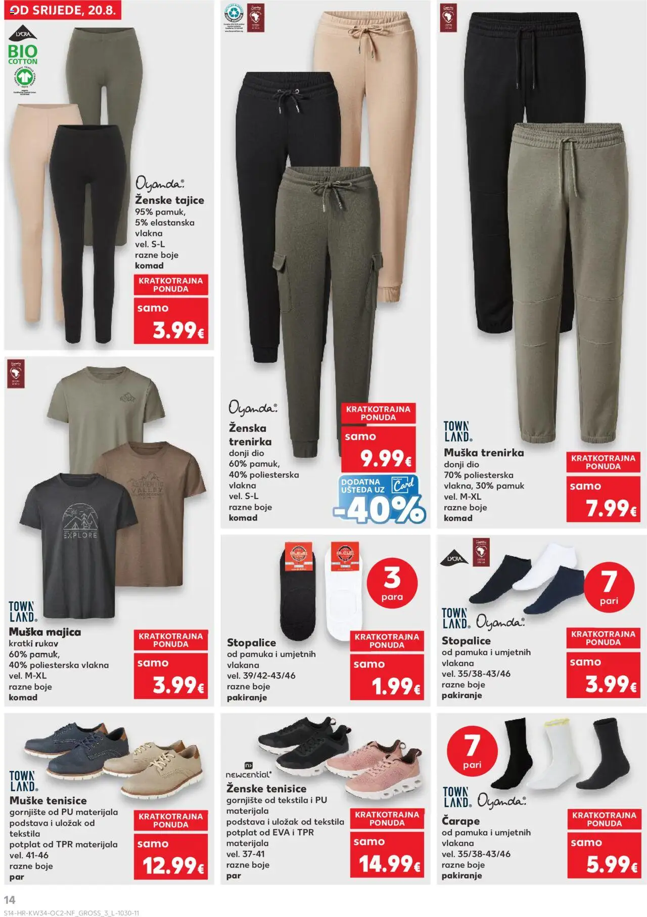 Kaufland katalog | vrijedi od 20.08.2025 | Stranica: 14 | Proizvodi: Majica, Tajice, Tenisice, Trenirka