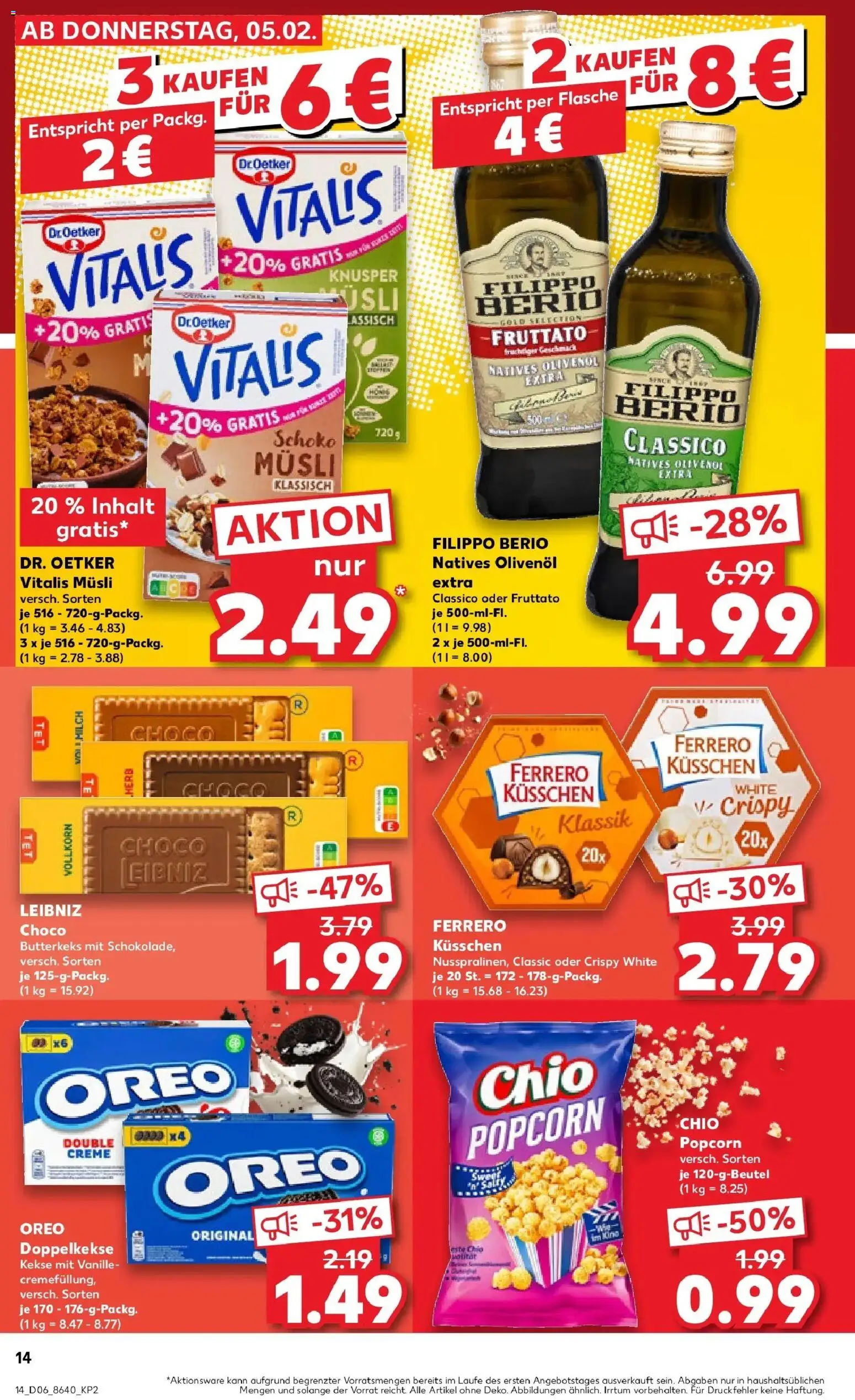 Kaufland prospekt Bergkamen	 – gültig ab 09.02.2026 | Seite: 14 | Produkte: Musli, Olivenol, Creme, Kekse
