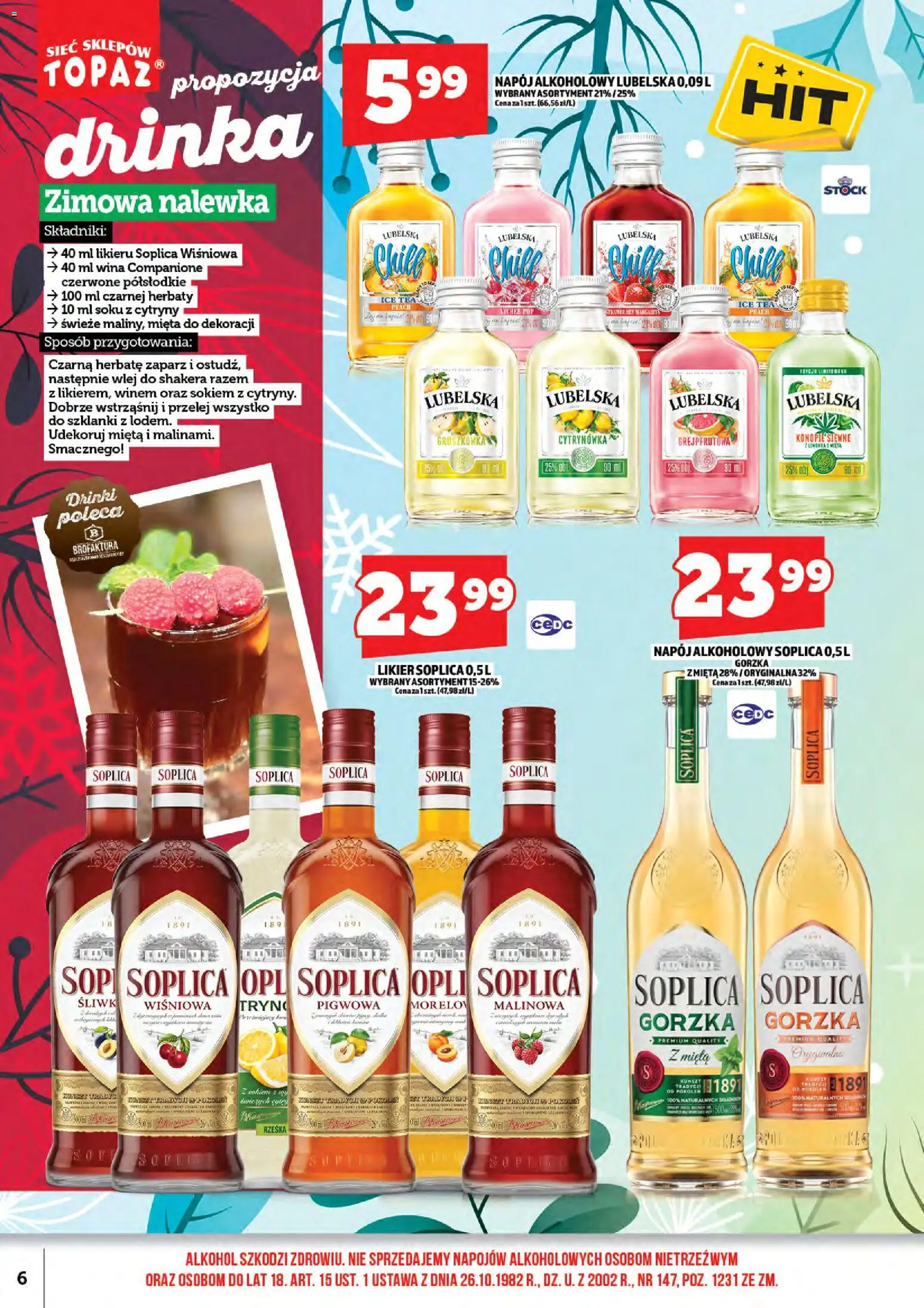 Topaz Gazetka alkoholowa od 16.01.2026 | Strona: 8 | Produkty: Ice Tea, Cytryny, Szklanki, Alkohol