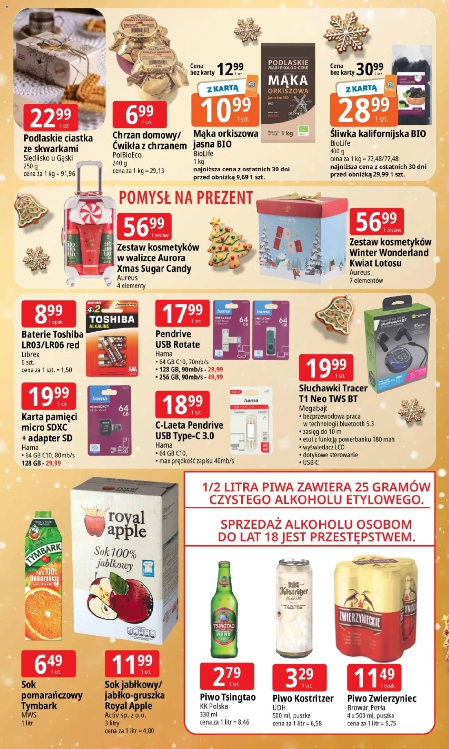 E.Leclerc Gazetka - Warszawa Jerozolimskie od 09.12.2025 | Strona: 3 | Produkty: Karta, Słuchawki, Adapter, Mąka orkiszowa