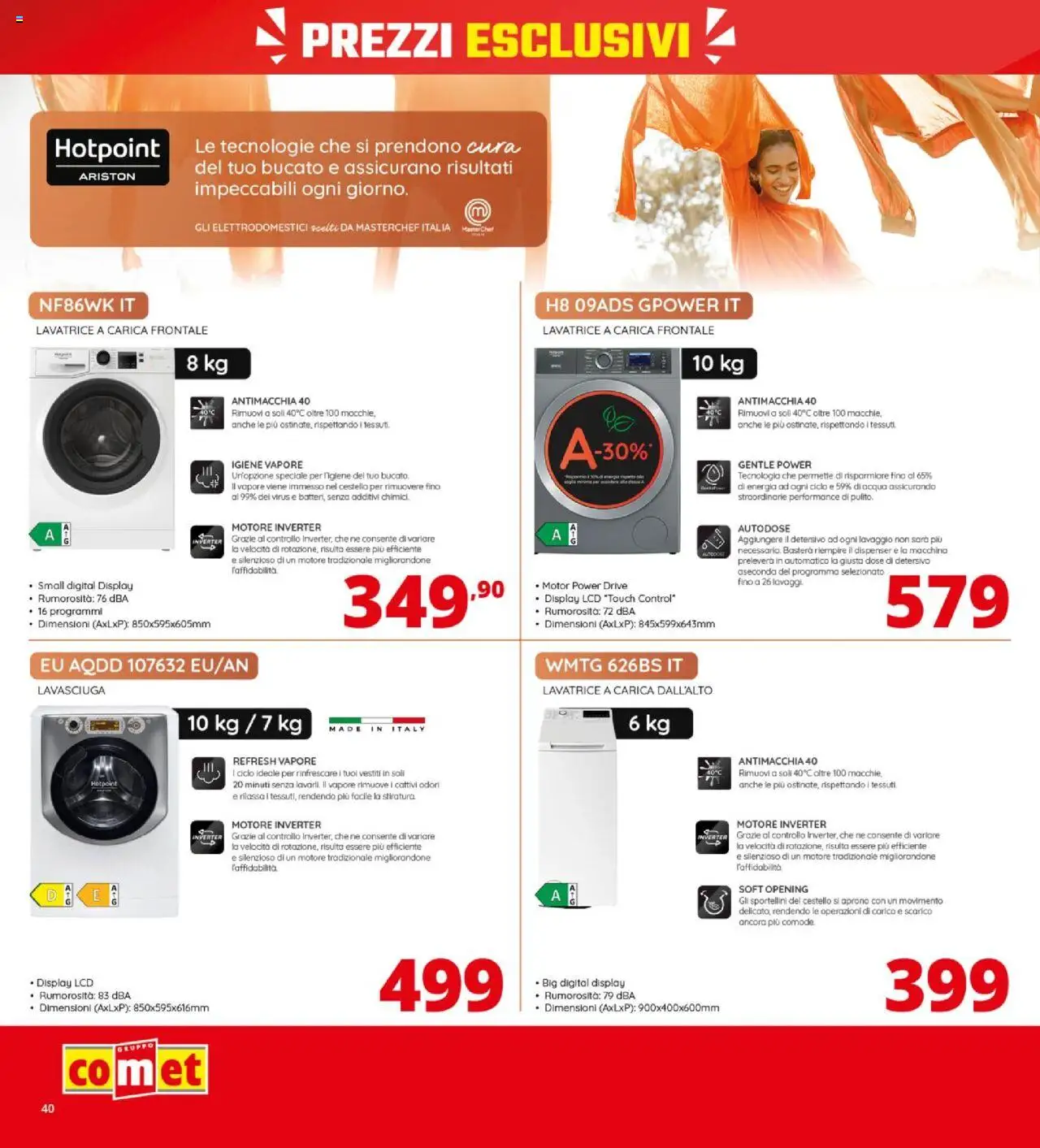 Volantino Comet del 09.10.2025 | Pagina: 40 | Prodotti: Lavasciuga, Acqua, Lavatrice
