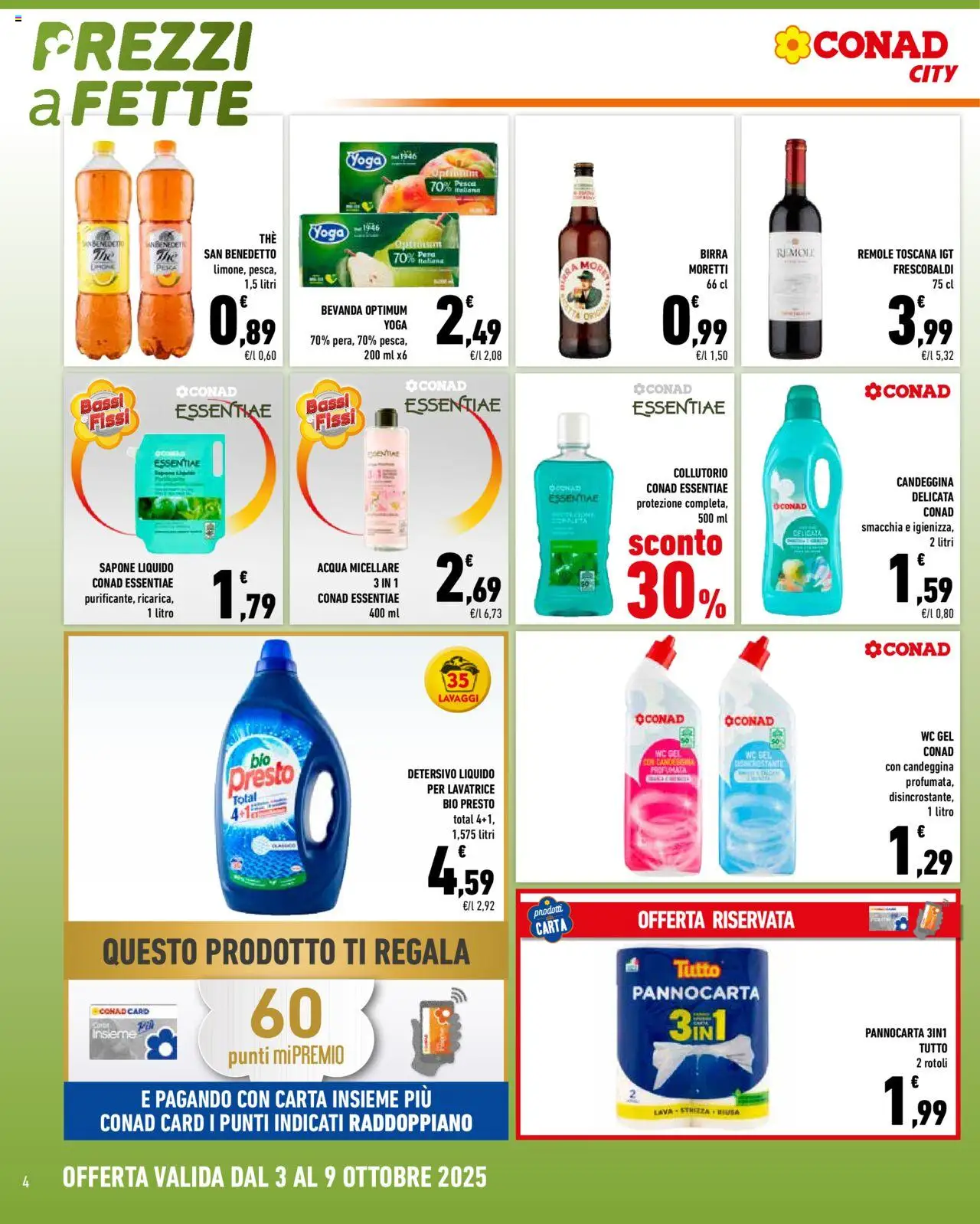 Volantino Conad del 03.10.2025 | Pagina: 4 | Prodotti: Collutorio, Birra Moretti, Pera, The