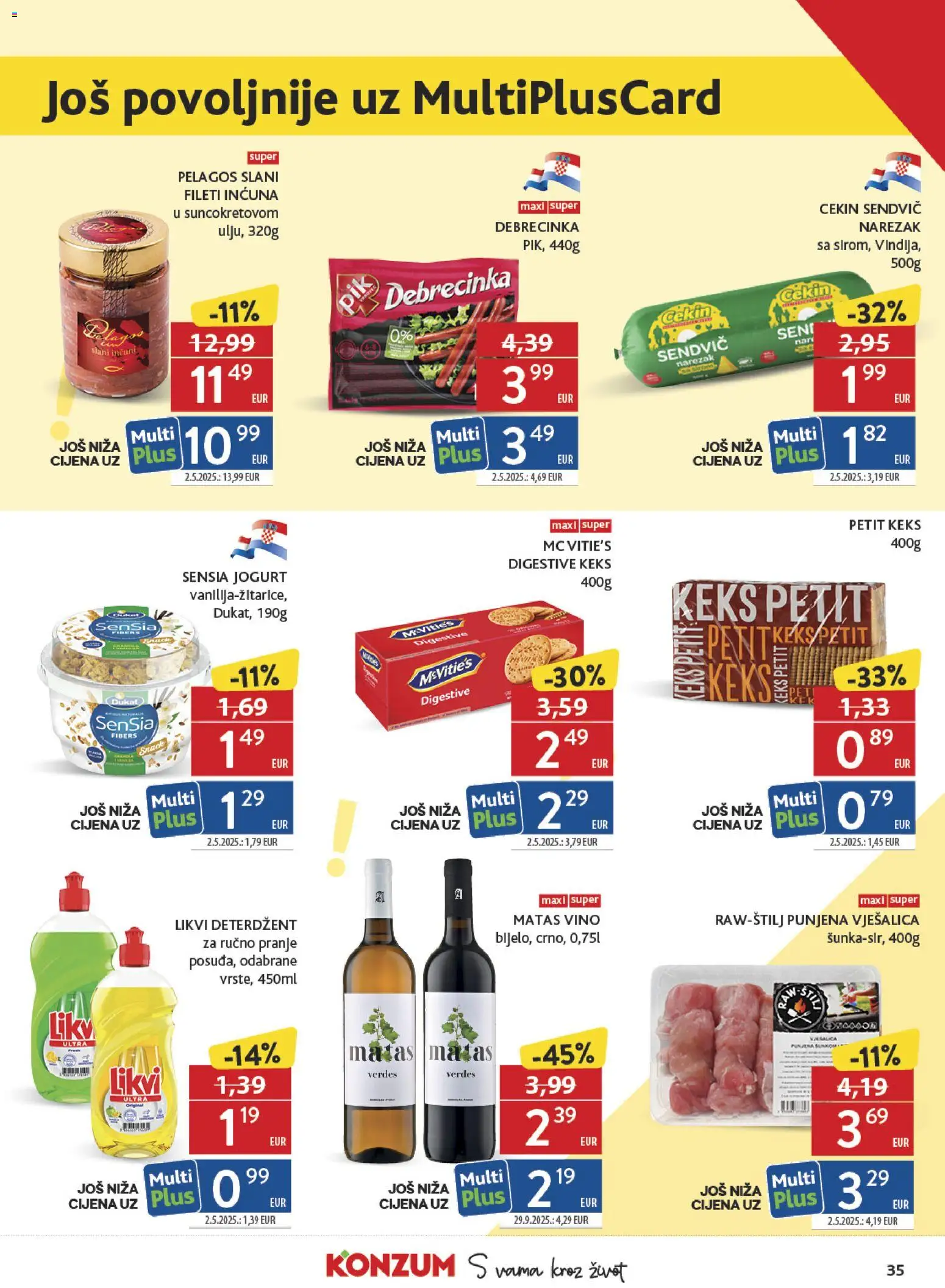 Konzum katalog | vrijedi od 04.02.2026 | Stranica: 35 | Proizvodi: Jogurt, Vino, Deterdžent, Keks