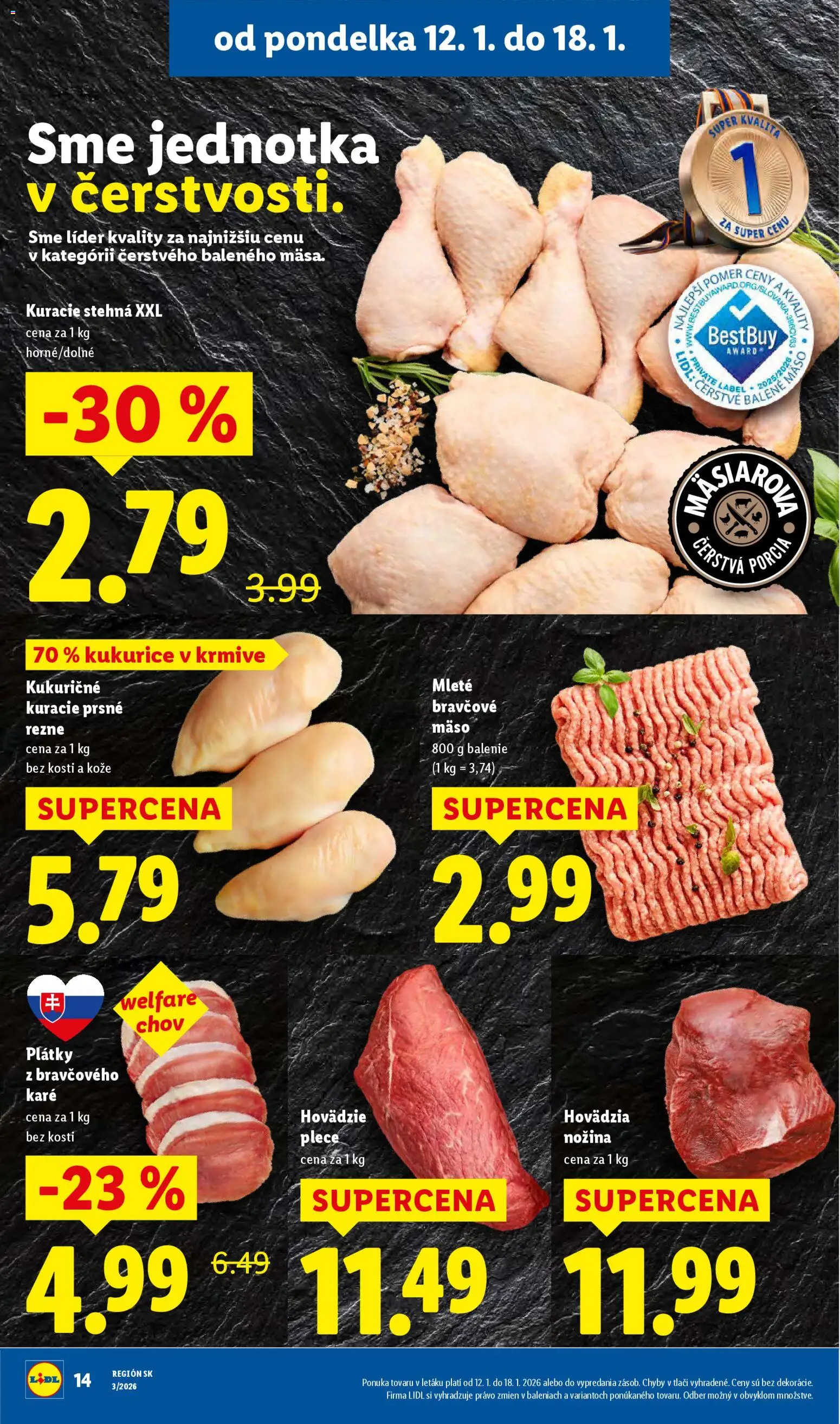 Nové Lidl akcie – leták je platný od 15.01.2026 | Strana: 48 | Produkty: PC, Kuracie stehná, Bravčové mäso