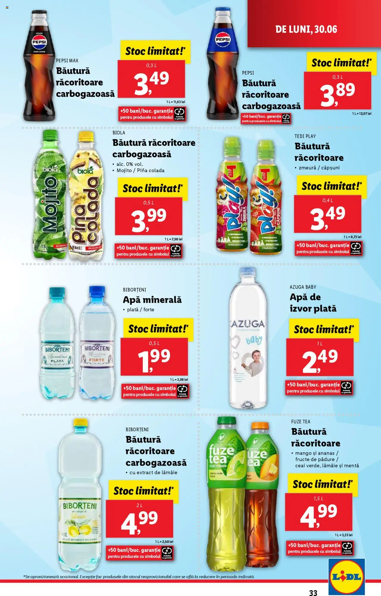 Catalog Lidl – valabil de la 30.06.2025 | Pagină: 33 | Produse: Ceai, Căpșuni, Apă, Mango