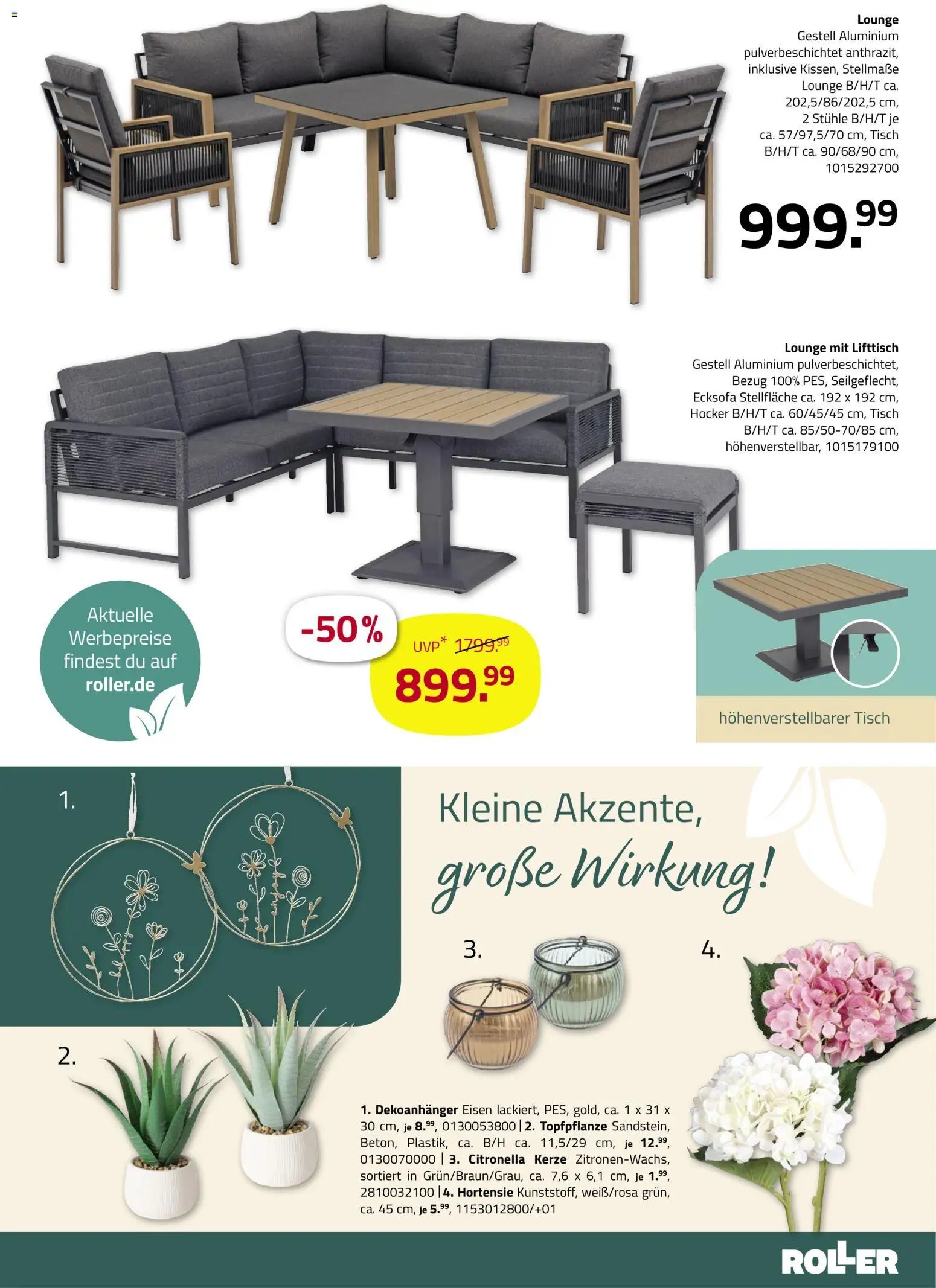 Roller Garten looks – gültig ab 23.02.2026 | Seite: 13 | Produkte: Hortensie, Hocker, Ecksofa, Tisch