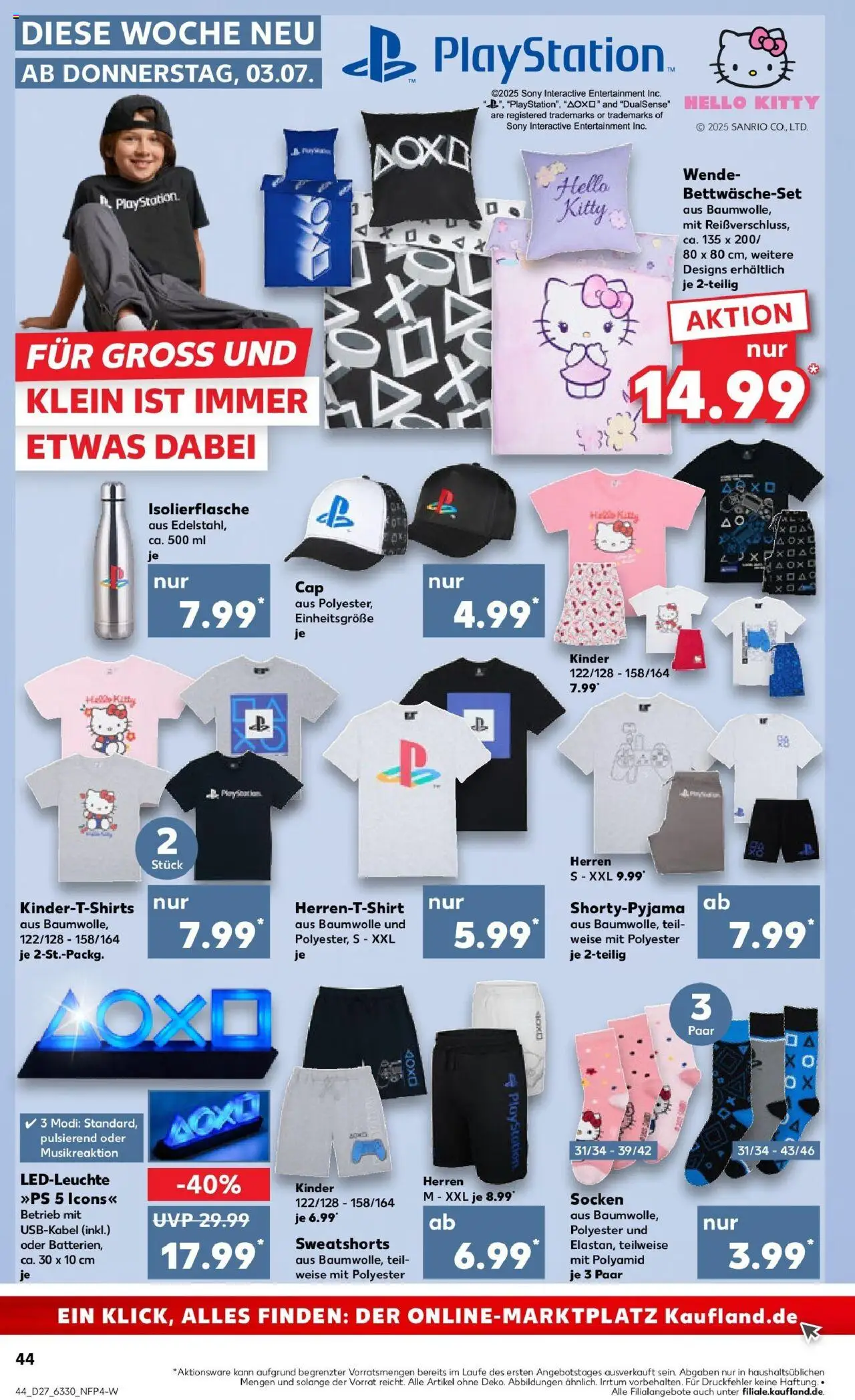 Kaufland prospekt Gütersloh	 - gültig ab dem 03.07.2025 | Seite: 44 | Produkte: Sony, T-Shirt, Hella, Socken