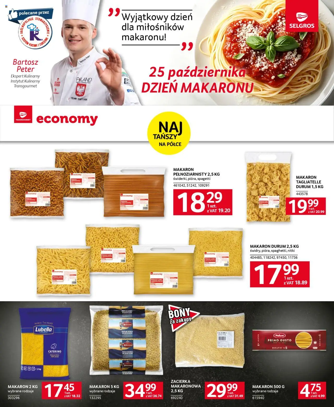Selgros cash&carry Gazetka - Oferta dla gastronomii od 23.10.2025 | Strona: 16 | Produkty: Makaron durum, Tagliatelle, Makaron