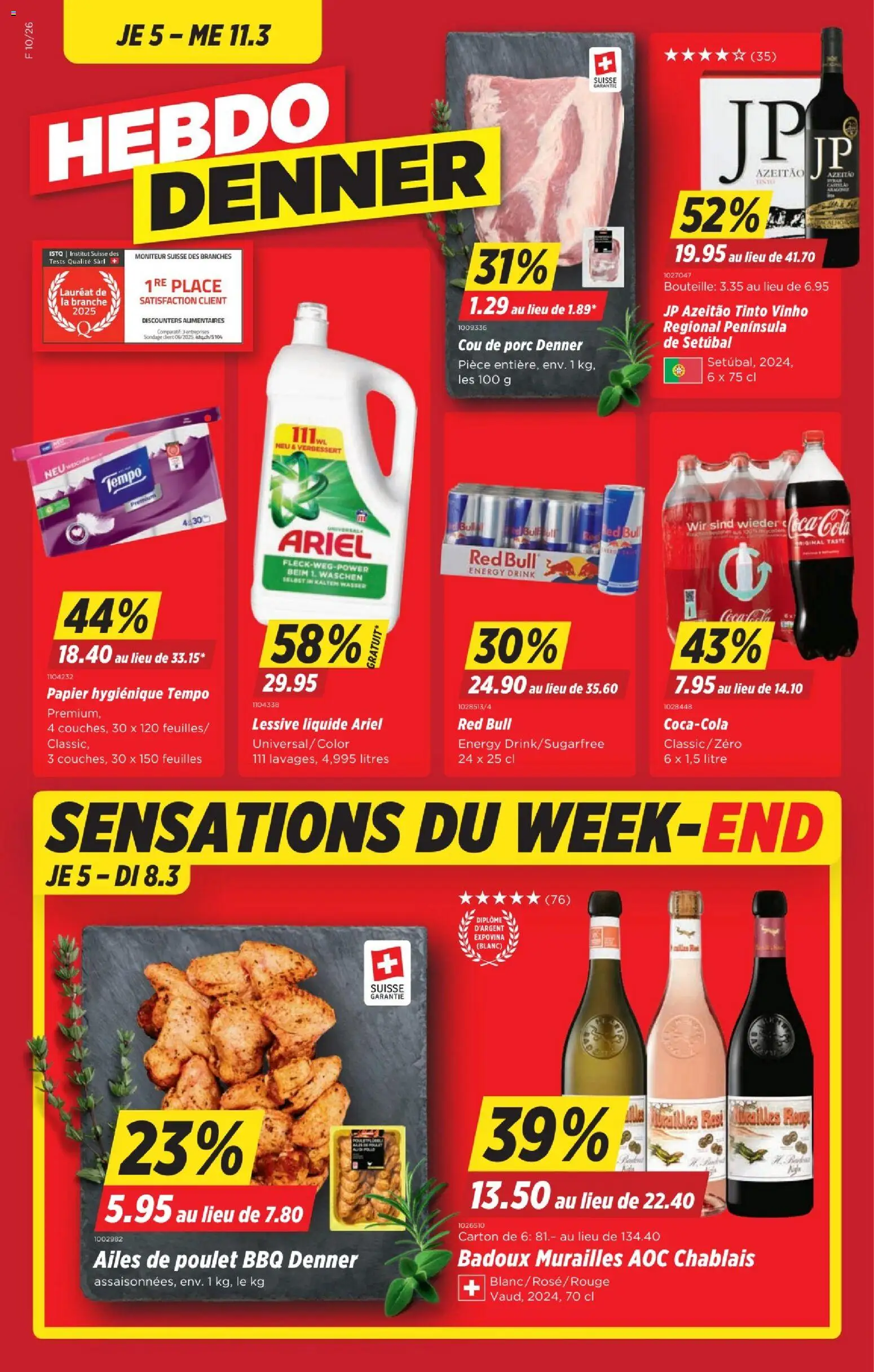 Denner aktionen FR – gültig ab 05.03.2026 | Seite: 1 | Produkte: Red bull, Coca Cola, Wasser