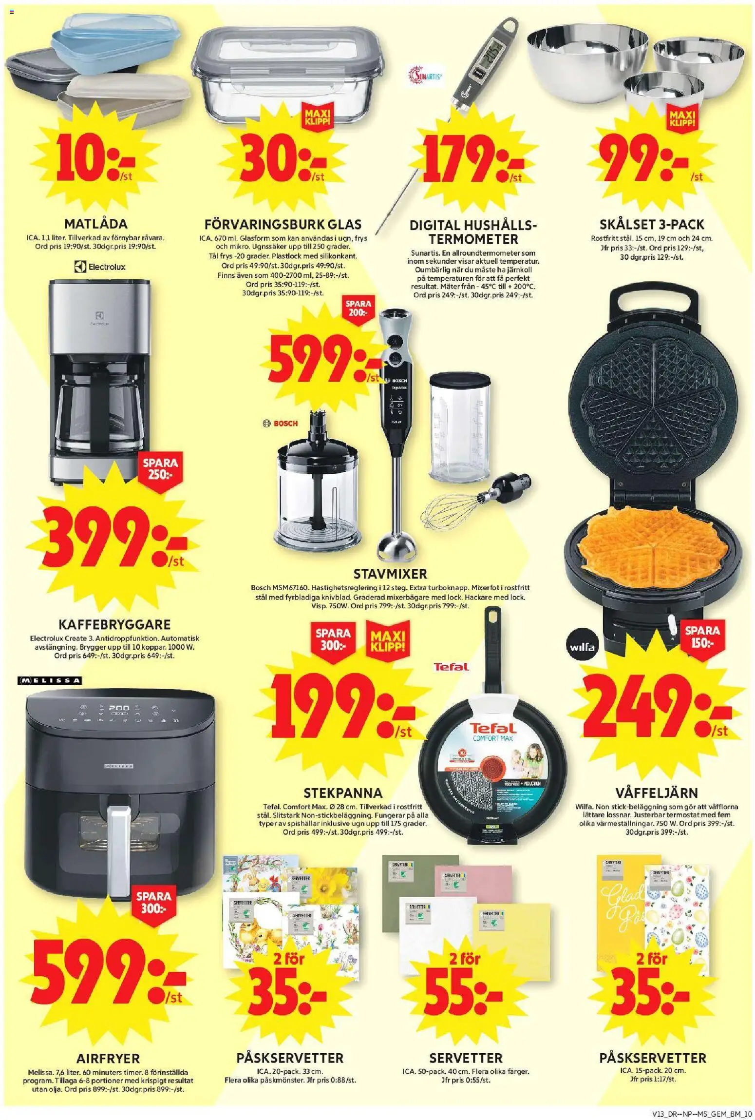 ICA Maxi reklamblad aktuell från 23.03.2026 | Sida: 12 | Produkter: Stavmixer, Våffeljärn, Blender, Stekpanna