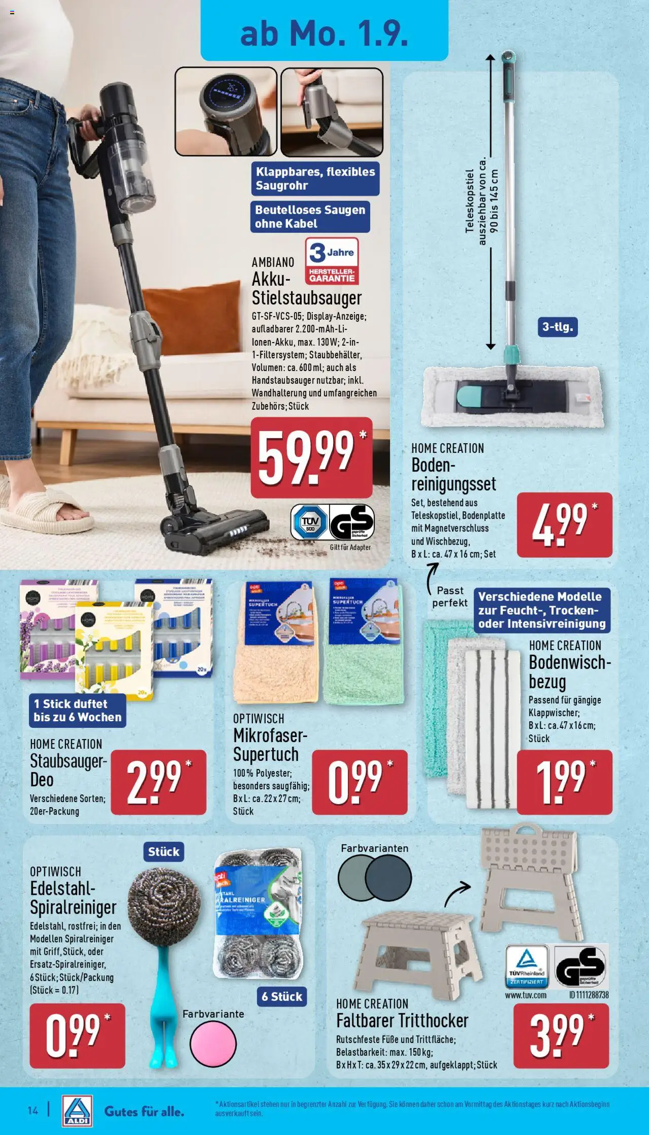 Aldi Prospekt 	 - gültig ab dem 01.09.2025 | Seite: 14 | Produkte: Kabel, Adapter, Staubsauger, Home creation