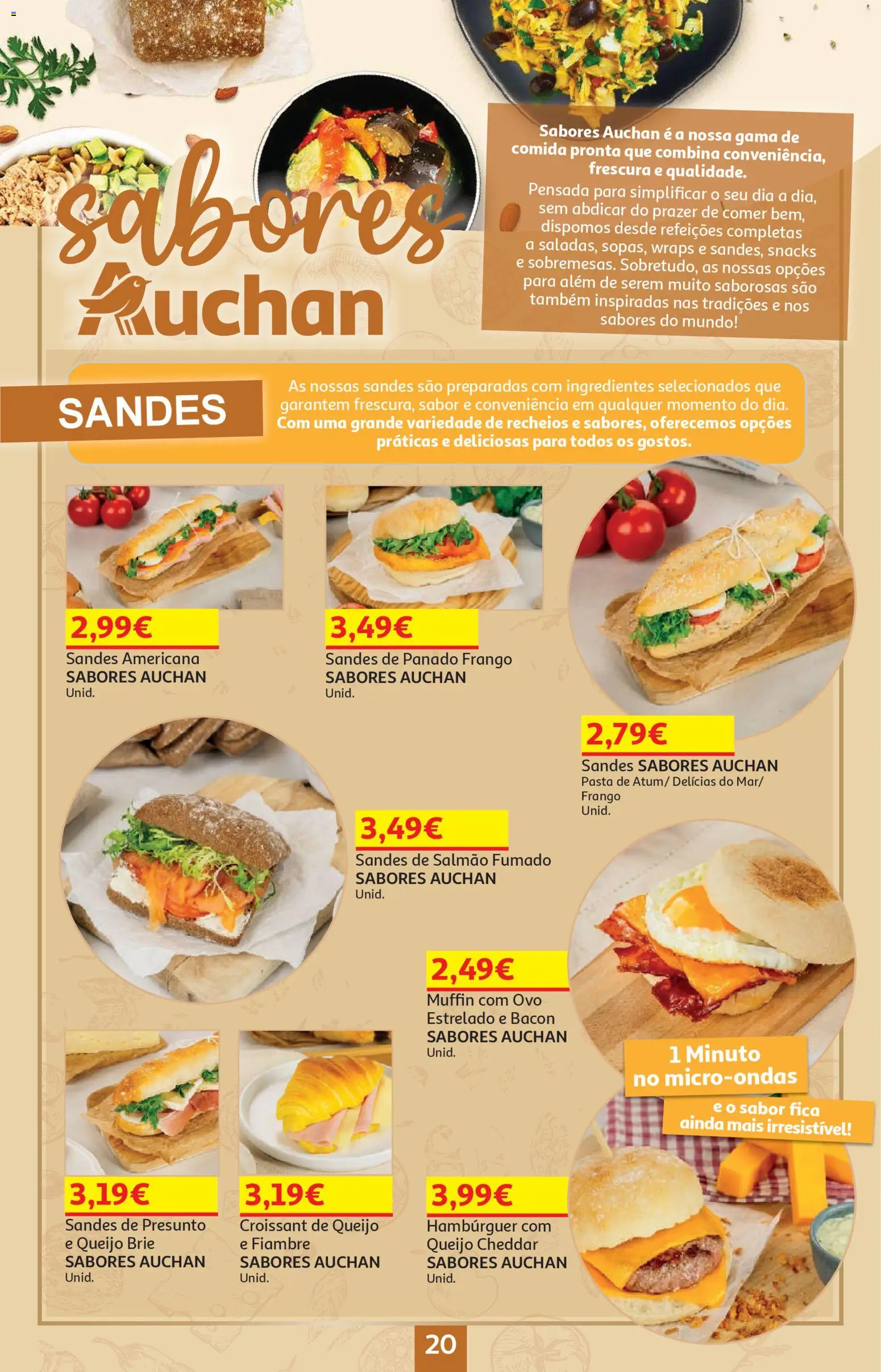 Auchan - Preços Redondos │ válido de 06.04.2026 | Página: 20 | Produtos: Bacon, Hambúrguer, Queijo, Presunto