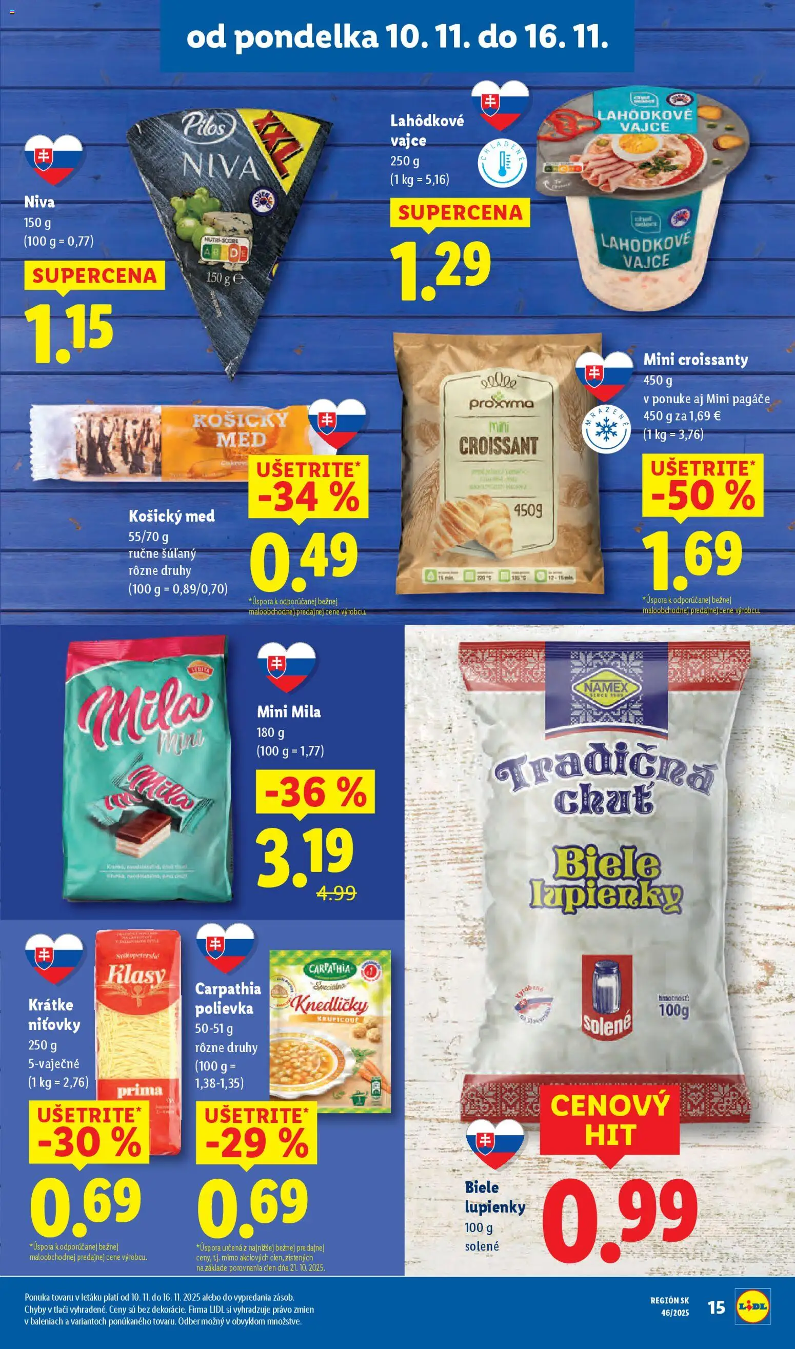 Nové Lidl akcie – leták je platný od 13.11.2025 | Strana: 61 | Produkty: Croissant, Mila, Med