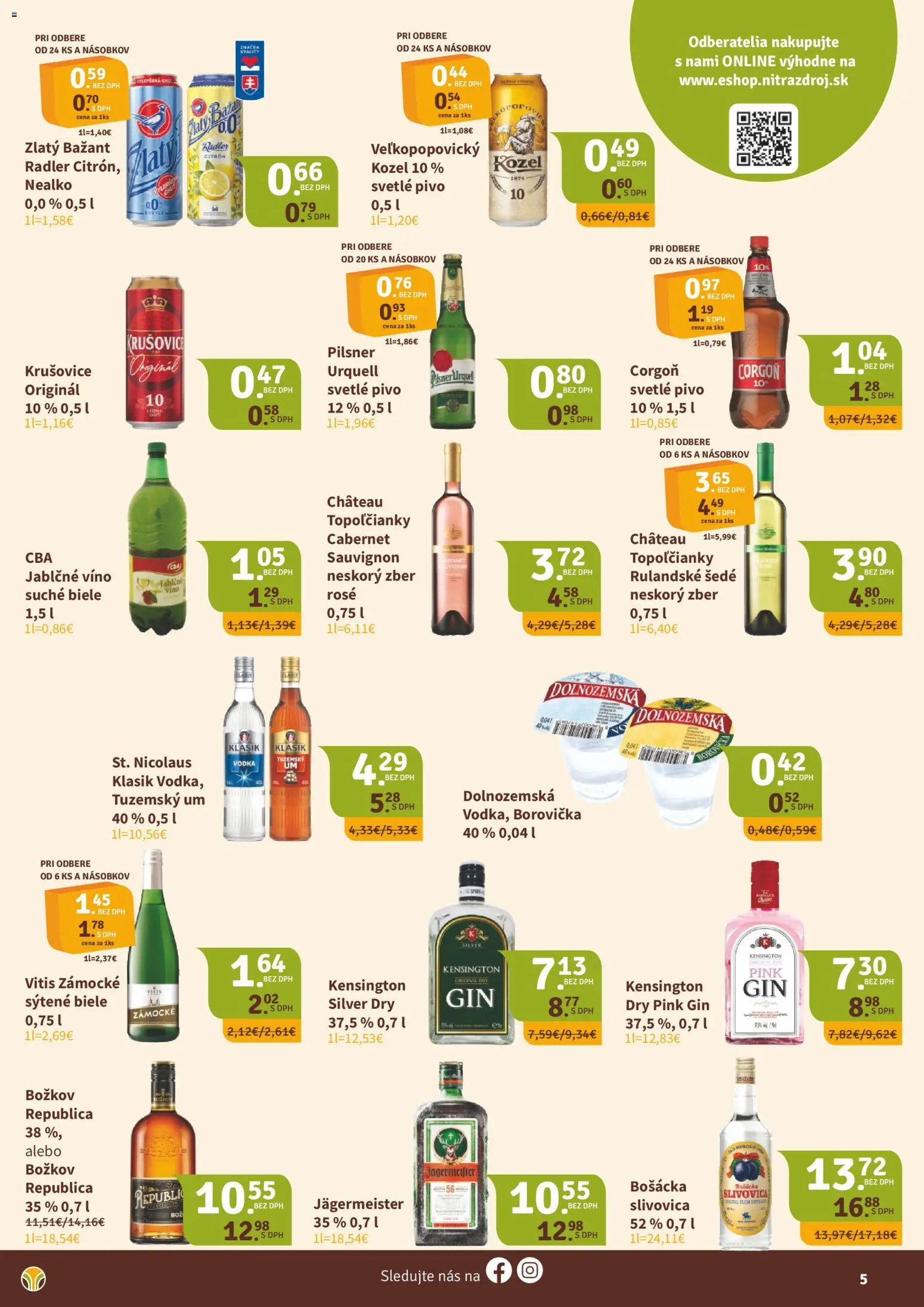 Nové Nitrazdroj akcie – leták je platný od 06.11.2025 | Strana: 5 | Produkty: Jägermeister, Borovička, Krušovice, Zlatý Bažant