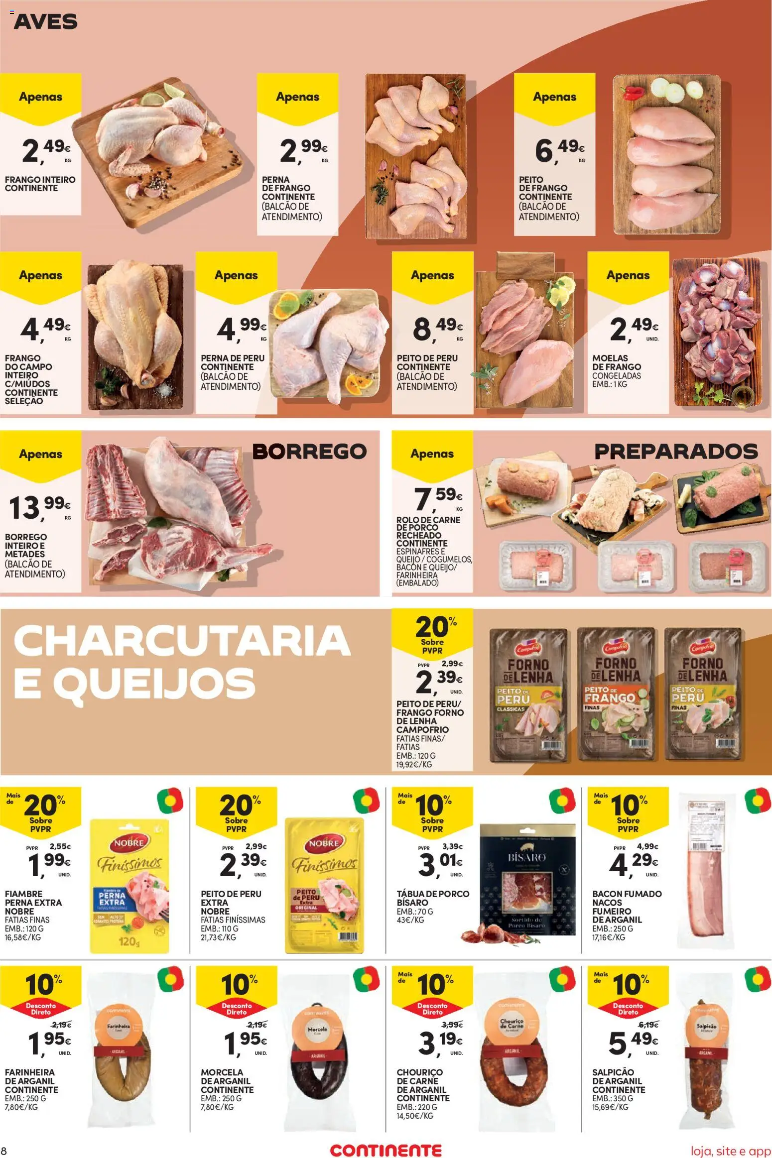 Continente Semanal Continente Bom Dia │ válido de 25.11.2025 | Página: 8 | Produtos: Forno, Espinafres, Peru, Carne de porco