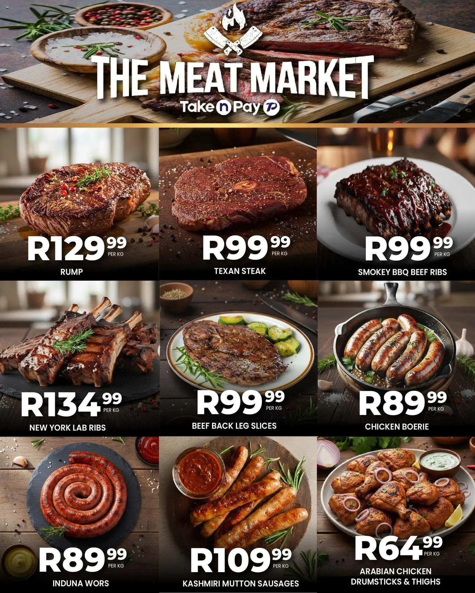 New Take n Pay catalogue – valid from 25.11.2025 | Page: 2 | Products: Steak, Ribs, Chicken, Beef