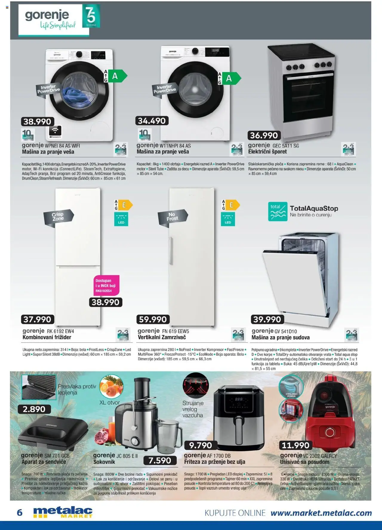 Metalac Market katalog - važi od 01.08.2025 | Strana: 6 | Proizvode: Sokovnik, Četka, Zamrzivač, Šporet