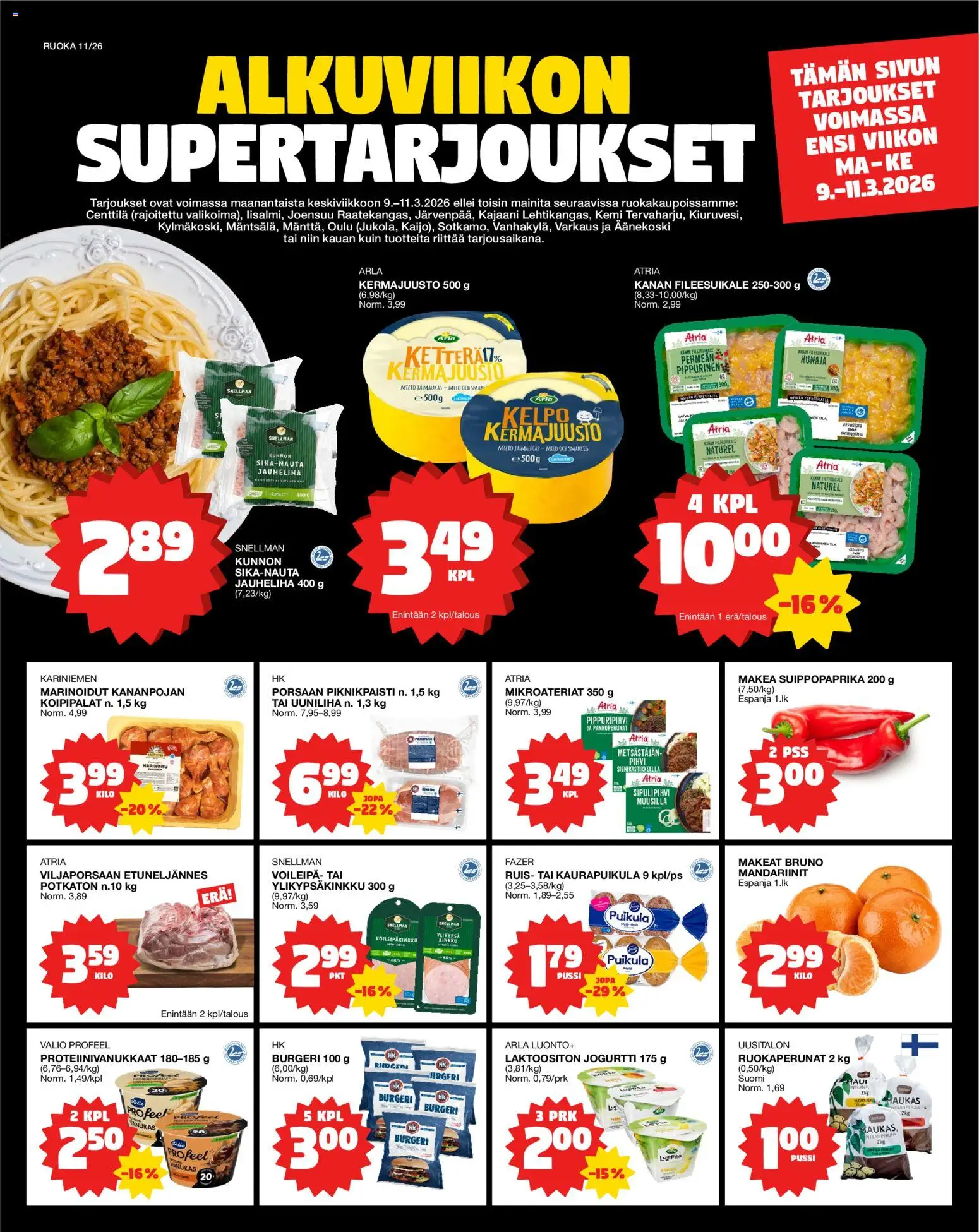 Tokmanni Ruokatarjoukset – voimassa 09.03.2026 alkaen | Sivu: 1 | Tuotteet: Jogurtti, Pihvi, Mandariinit, Hunaja