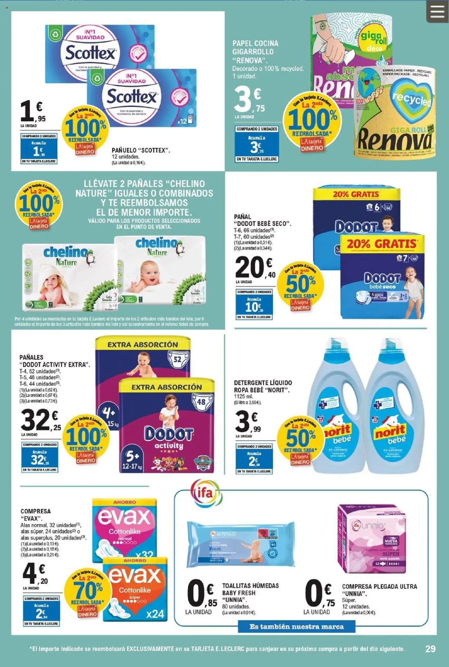 E.Leclerc folleto │ válido desde el 08.04.2026 | Página: 29 | Productos: Pañuelo, Detergente, Ropa, Cocina