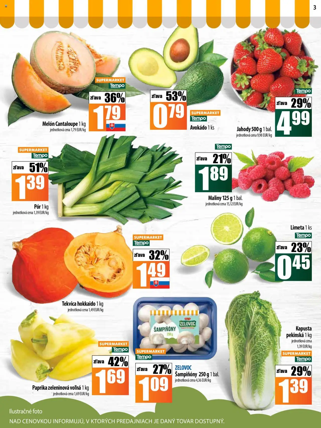 COOP Jednota leták │ platný od 24.07.2025 | Strana: 3 | Produkty: Kapusta, Jahody, Avokádo, Melón