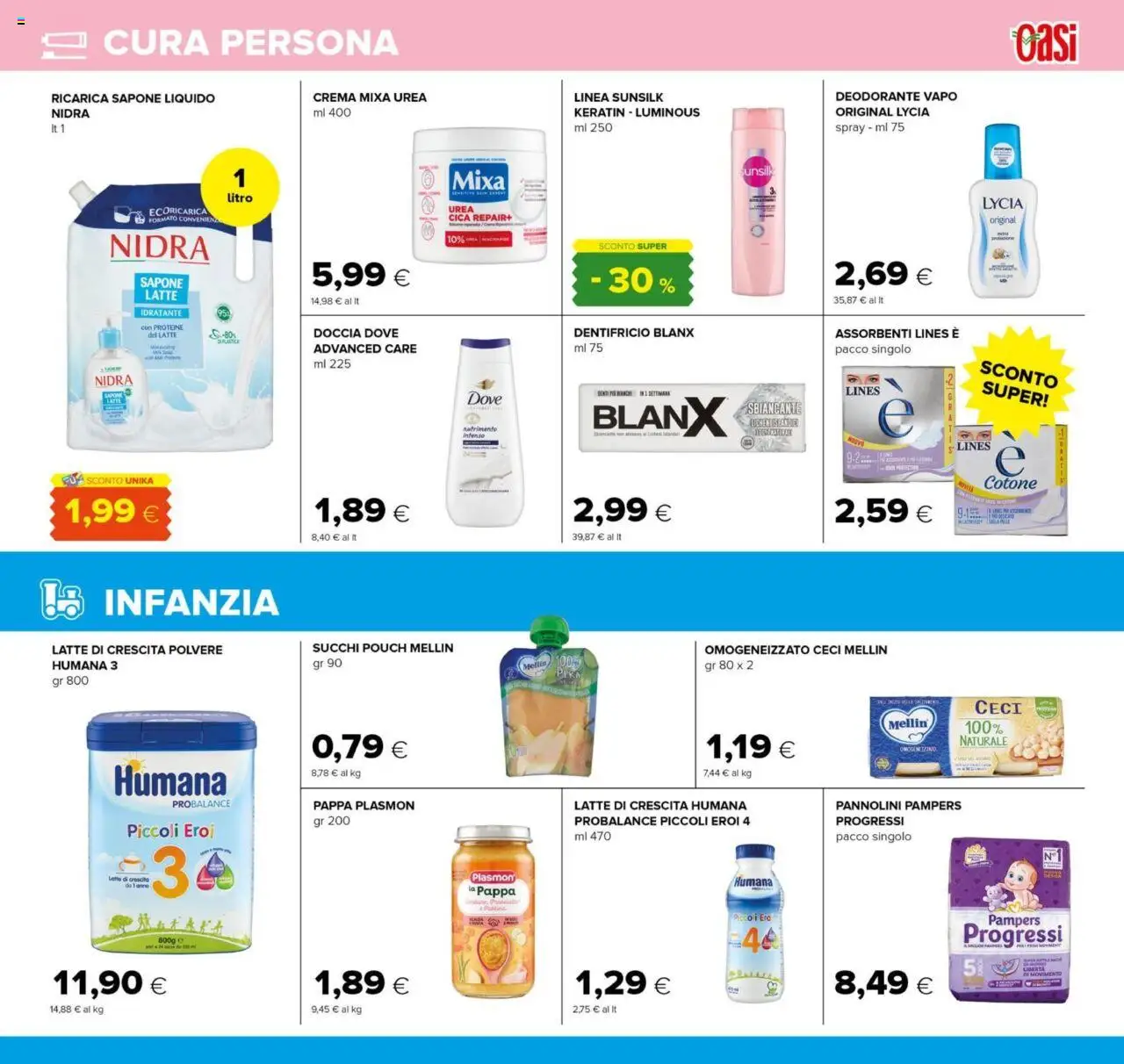 Volantino Oasi del 25.09.2025 | Pagina: 17 | Prodotti: Sapone, Deodorante, Ceci, Pampers