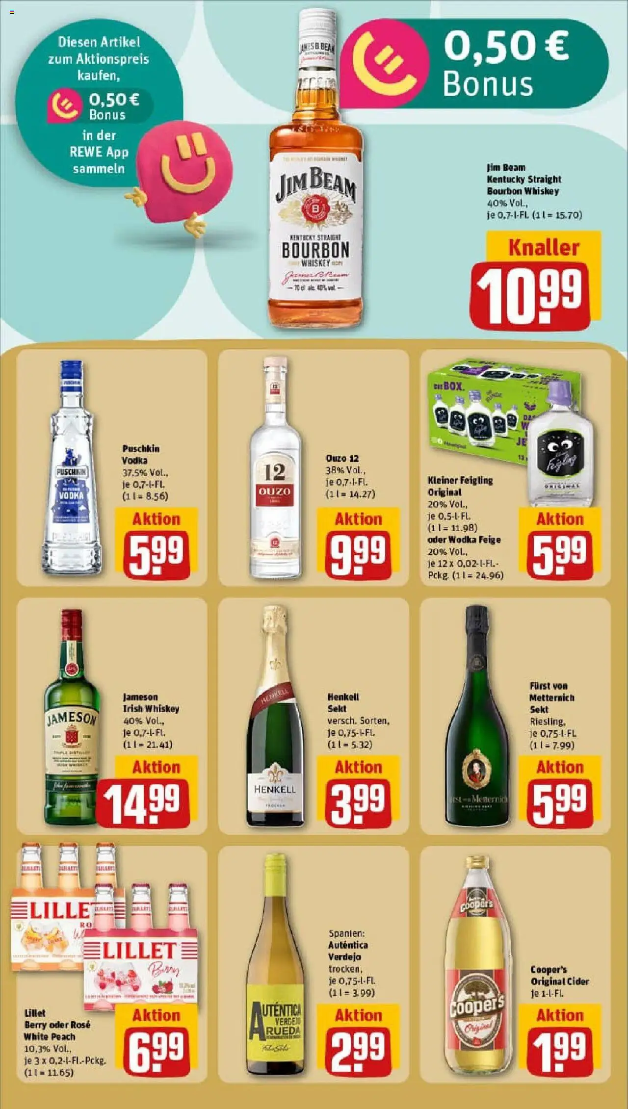 Rewe prospekt Datteln	 - gültig ab dem 20.07.2025 | Seite: 21 | Produkte: Ouzo, Sekt, Lillet, Whiskey