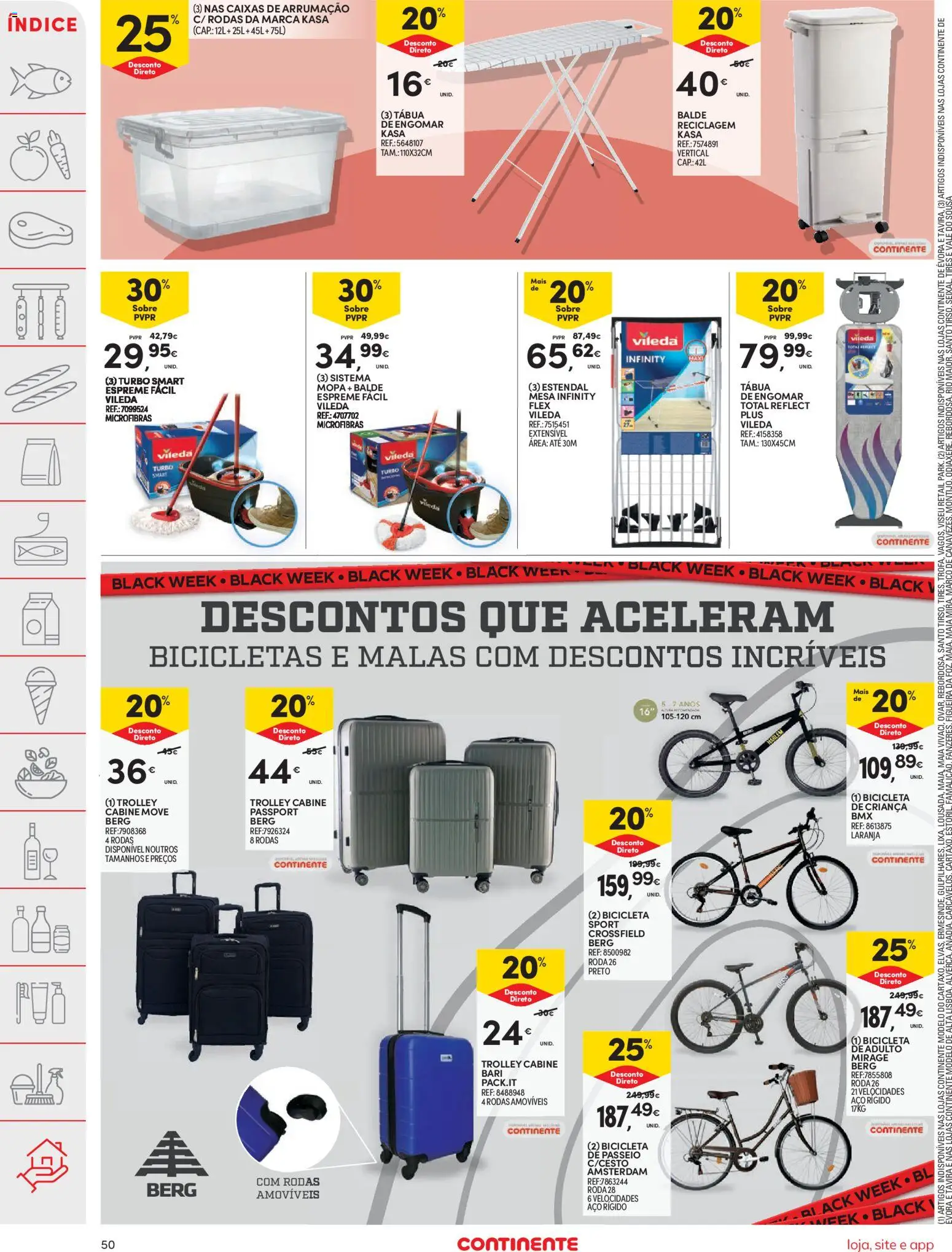 Continente folheto │ válido de 25.11.2025 | Página: 50 | Produtos: Tábua, Balde, Bicicleta, Mesa