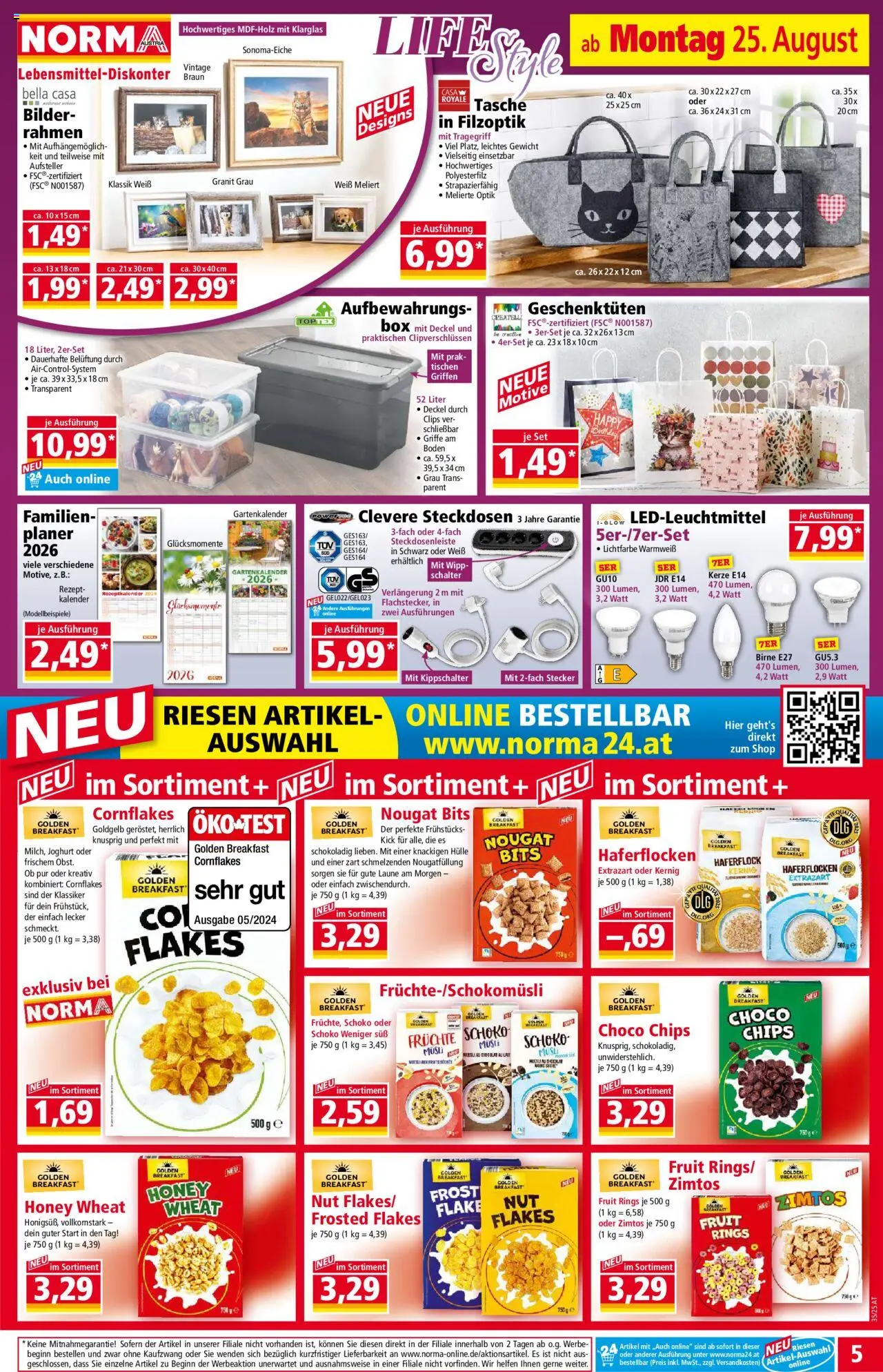 Norma Flugblatt gültig ab 25.08.2025 | Seite: 5 | Produkte: Birne, Hülle, Tasche, Gewicht