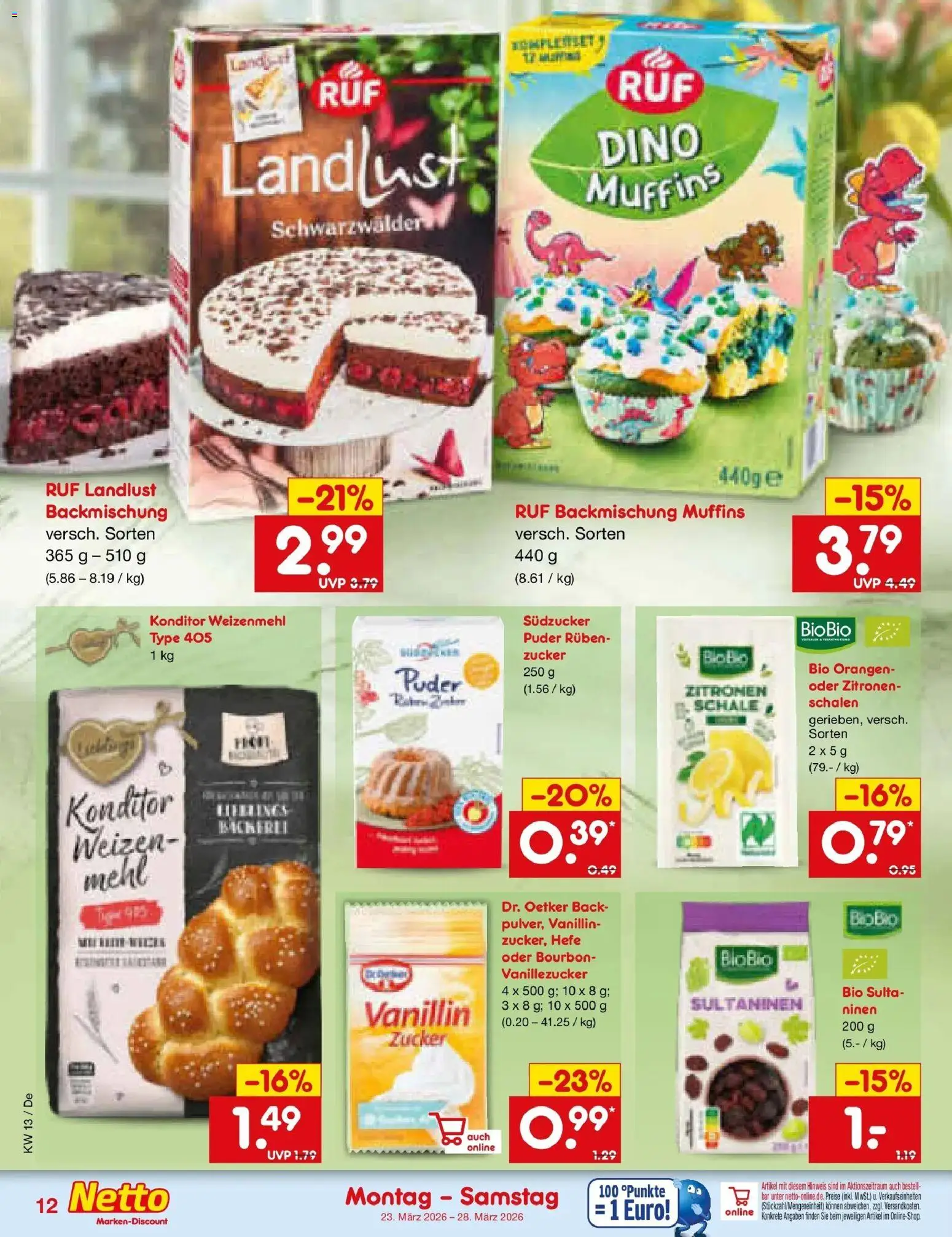 Netto Marken-Discount Prospekt Buttenwiesen	 – gültig ab 23.03.2026 | Seite: 12 | Produkte: Mehl, Weizenmehl, Zucker, Zitronen