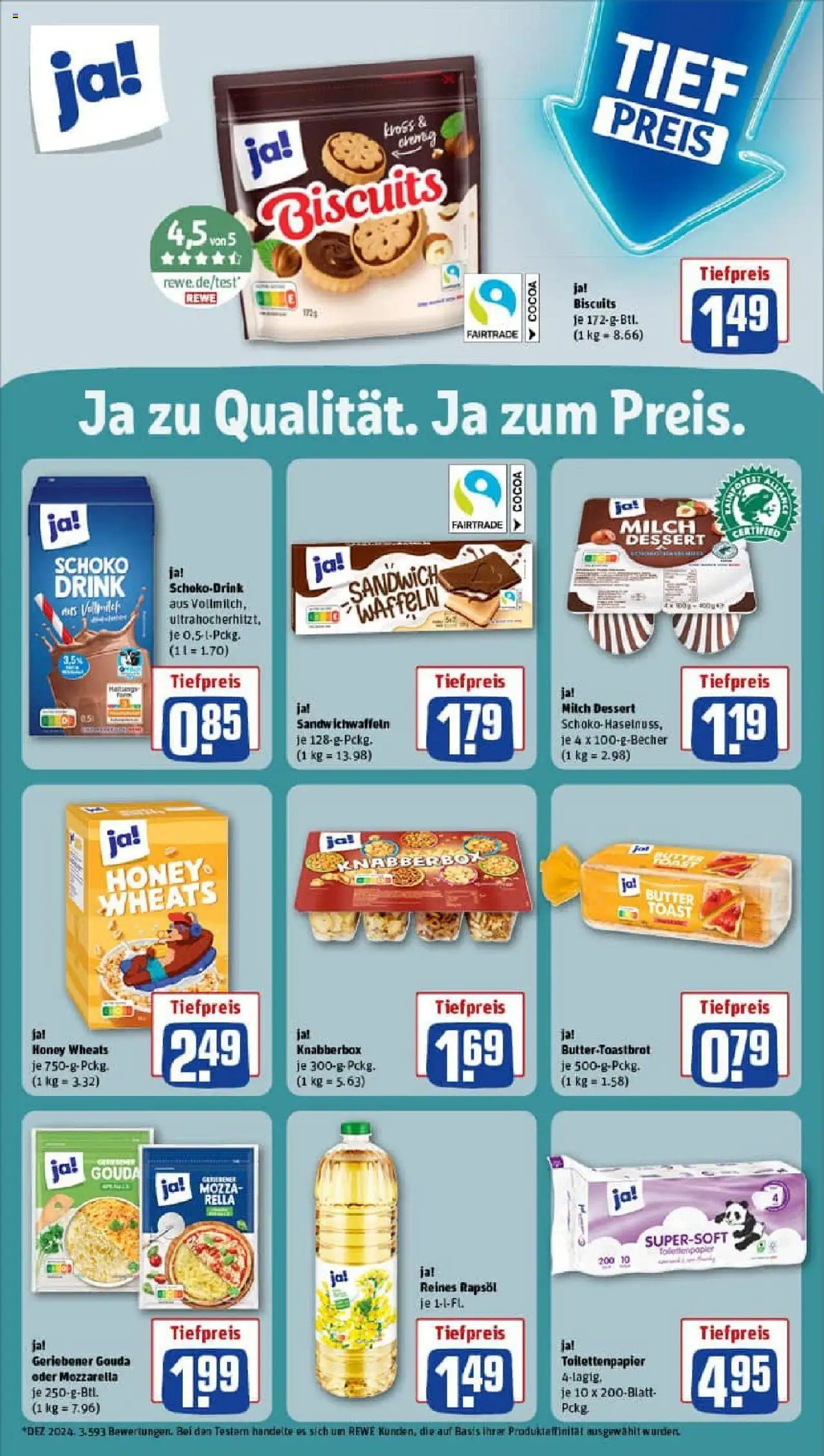Rewe prospekt Eisenberg	 - gültig ab dem 24.08.2025 | Seite: 15 | Produkte: Toast, Mozzarella, Gouda, Waffeln