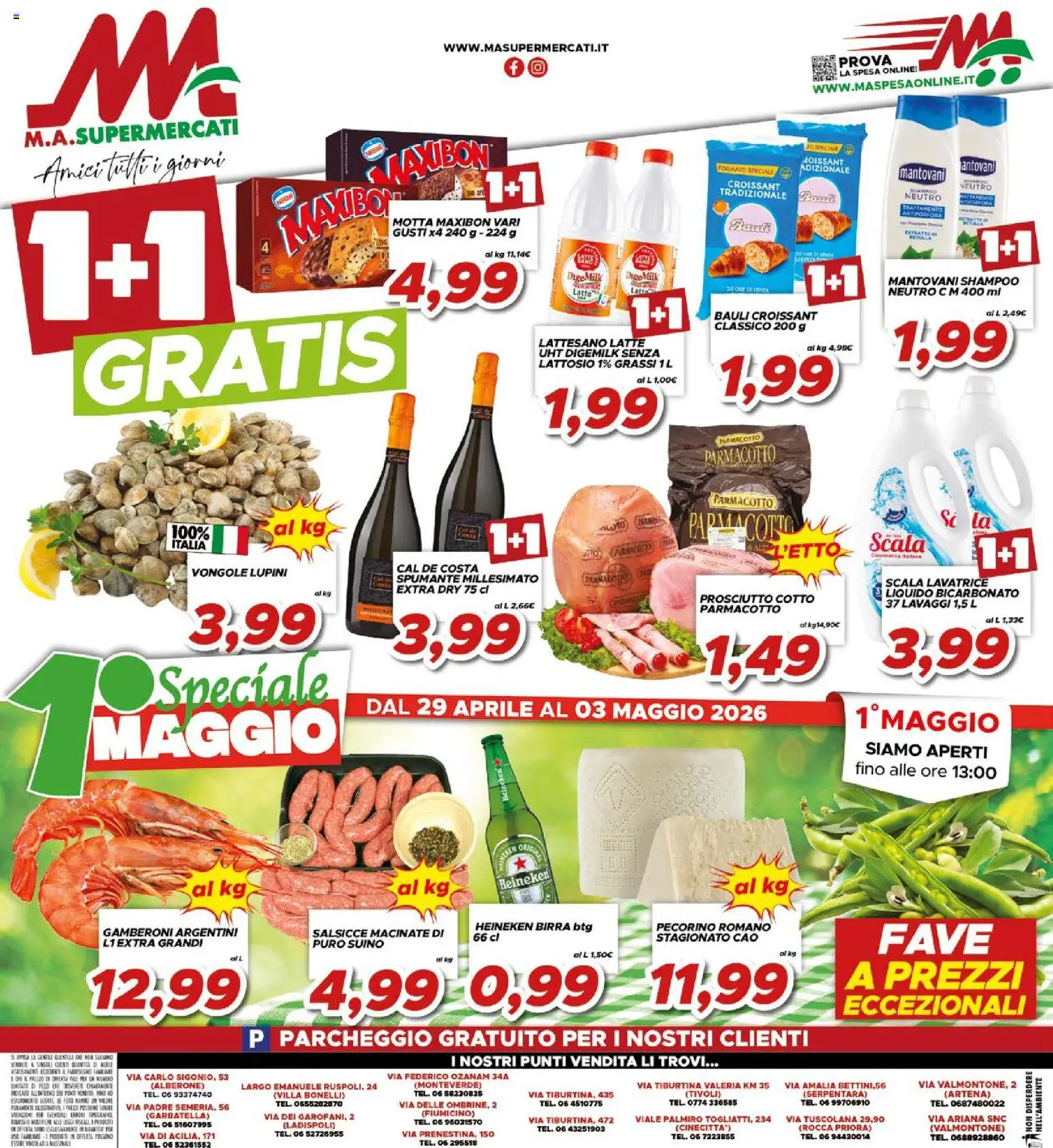 Volantino Ma Supermercati del 29.04.2026 | Pagina: 16 | Prodotti: Suino, Prosciutto, Gamberoni, Heineken