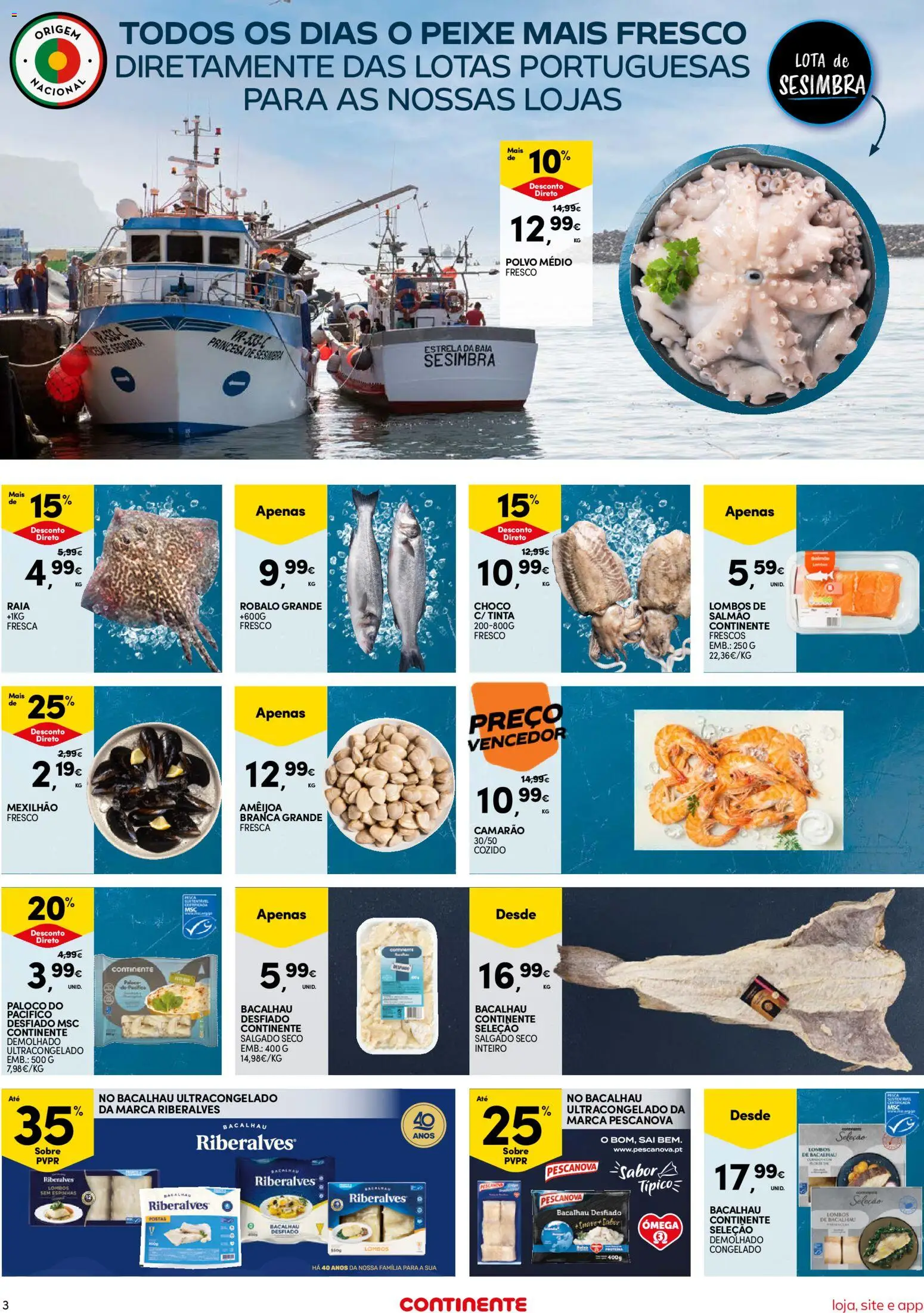 Continente Semanal Continente Bom Dia │ válido de 07.04.2026 | Página: 3 | Produtos: Polvo, Tinta, Salmão, Peixe