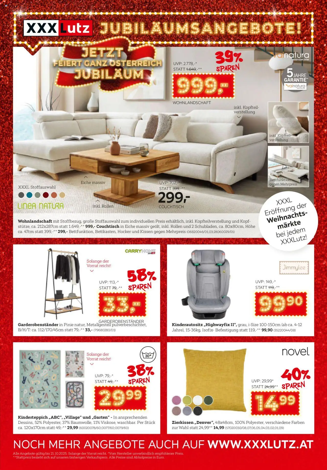 XXXLutz Jubiläumsangebote gültig ab 21.10.2025 | Seite: 1 | Produkte: Kissen, Couchtisch