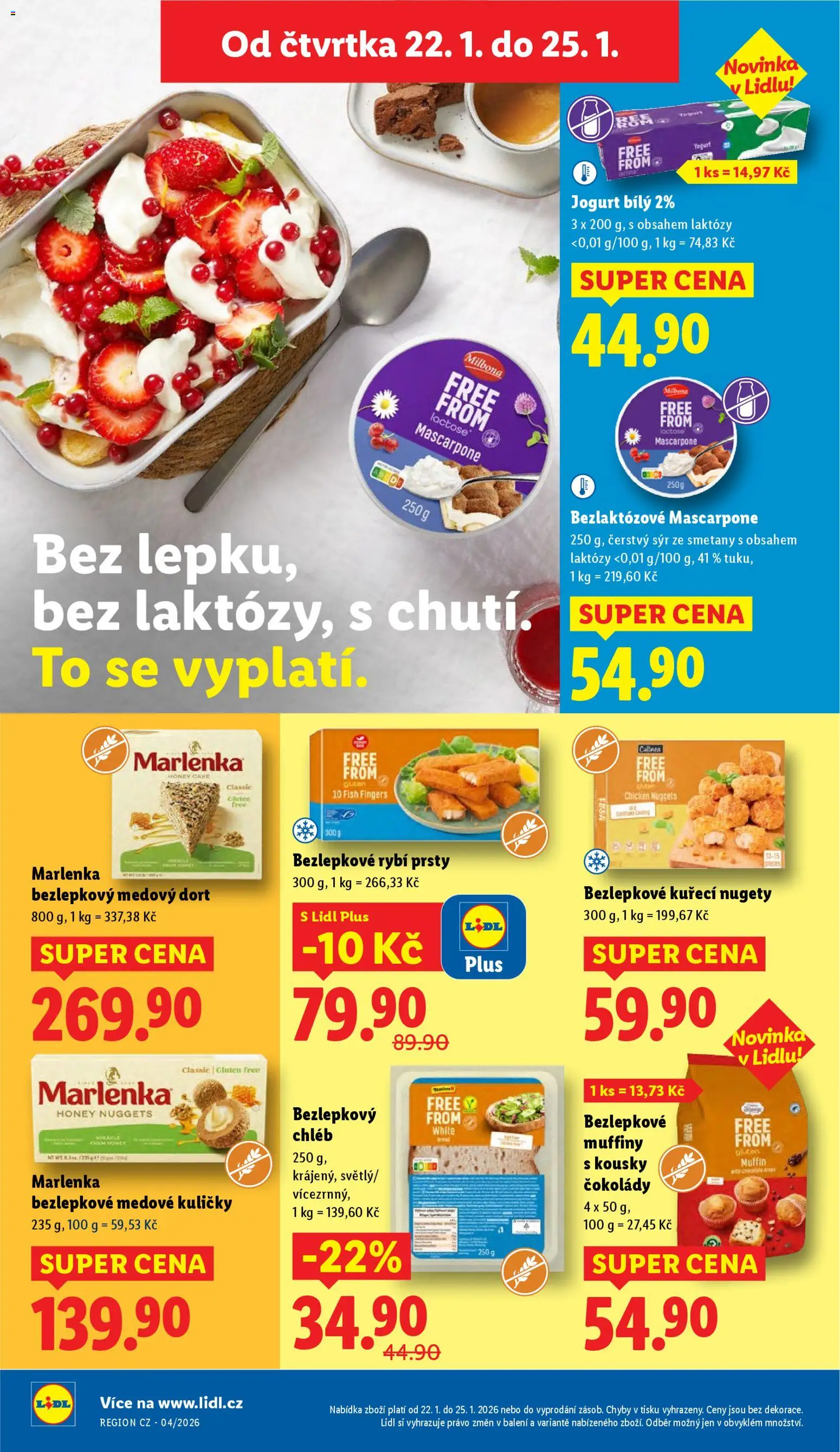 Lidl leták od 22.01.2026 | Strana: 22 | Produkty: Milbona, Bezlepkový chléb, Kuličky, Marlenka