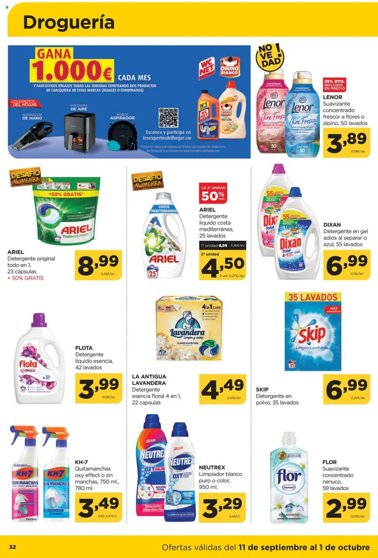 Alimerka folleto Castilla y León │ válido desde el 11.09.2025 | Página: 32 | Productos: Quitamanchas, Suavizante, Freidora, Aspirador