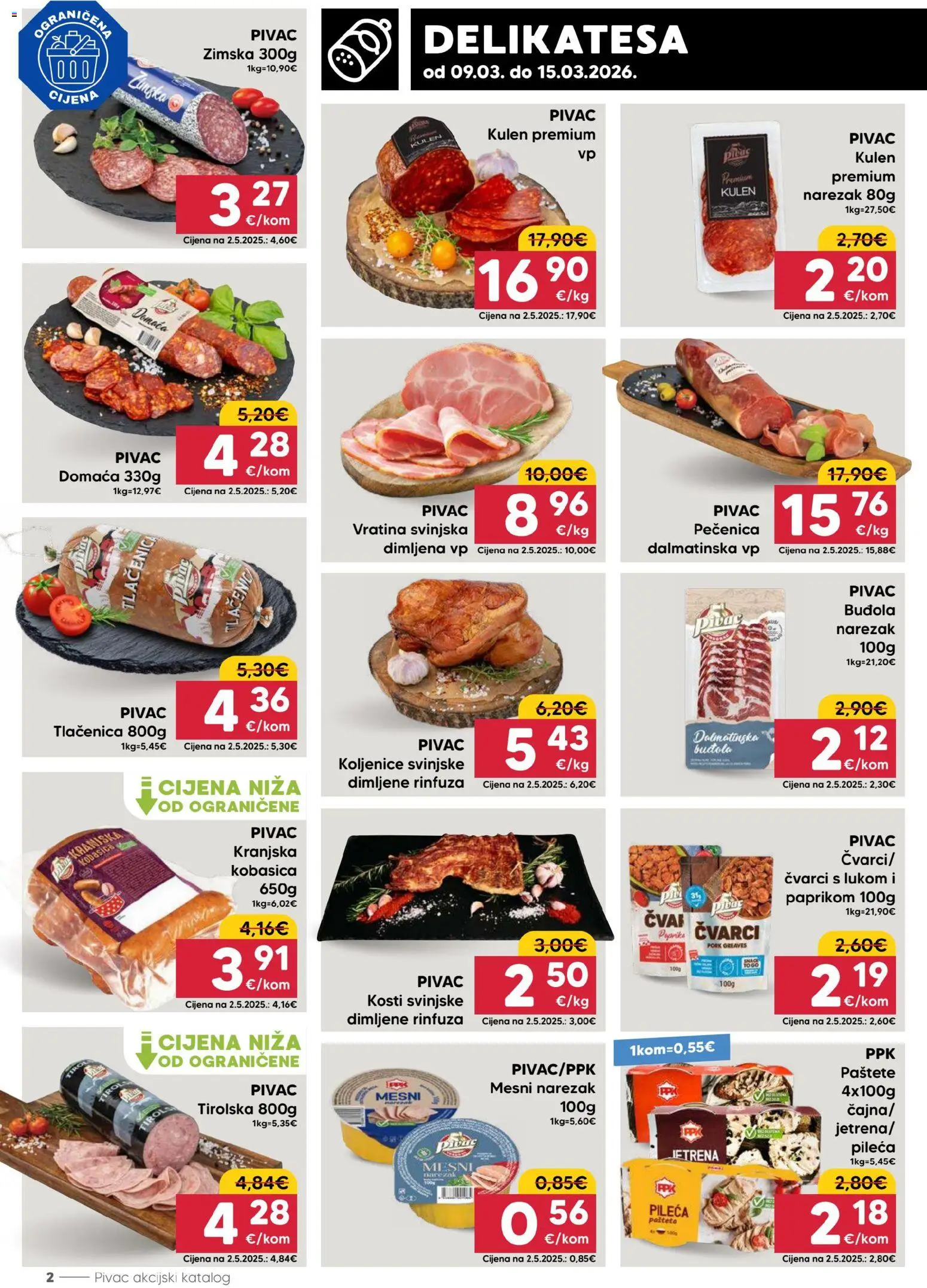 Pivac katalog | vrijedi od 09.03.2026 | Stranica: 2 | Proizvodi: Čvarci, Kranjska kobasica, Buđola, Paprika