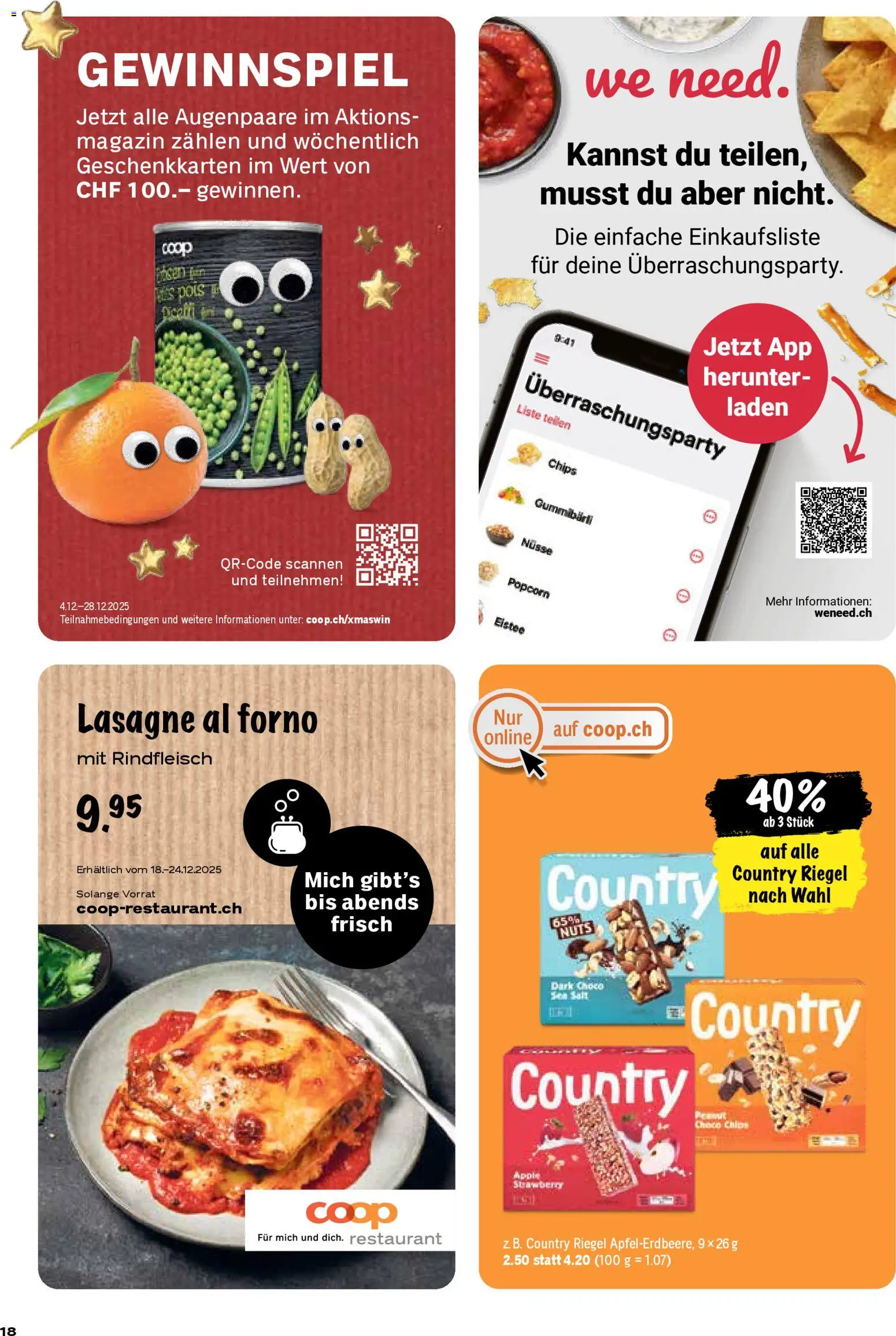 Coop Aktionen – gültig ab 18.12.2025 | Seite: 18 | Produkte: Rindfleisch, Chips, Nüsse, Apple