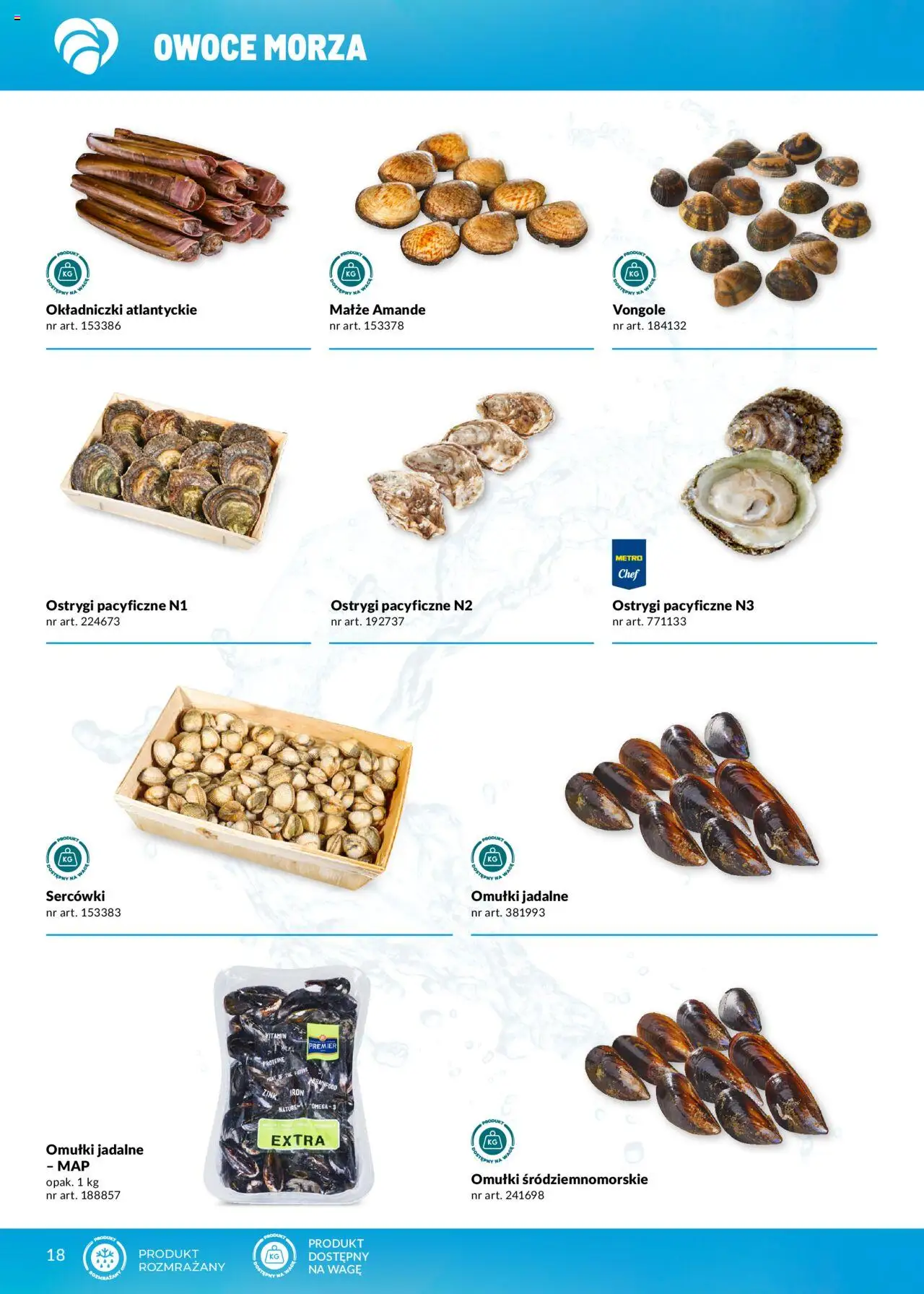 Makro Gazetka - Ryby i owoce morza od 01.05.2025 | Strona: 18 | Produkty: Ostrygi, Owoce, Owoce morza