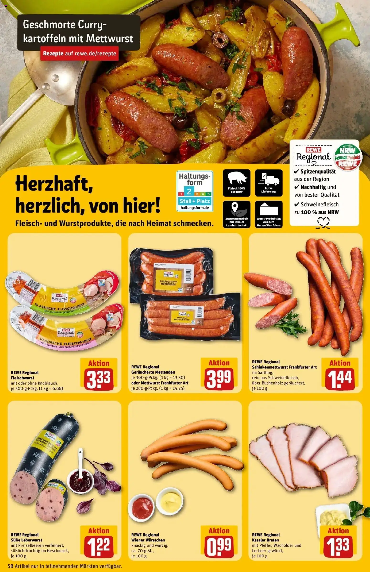 Rewe Prospekt Duisburg / Bergheim	 – gültig ab 30.03.2026 | Seite: 11 | Produkte: Wiener wurstchen, Kartoffeln, Schweinefleisch, Fleisch